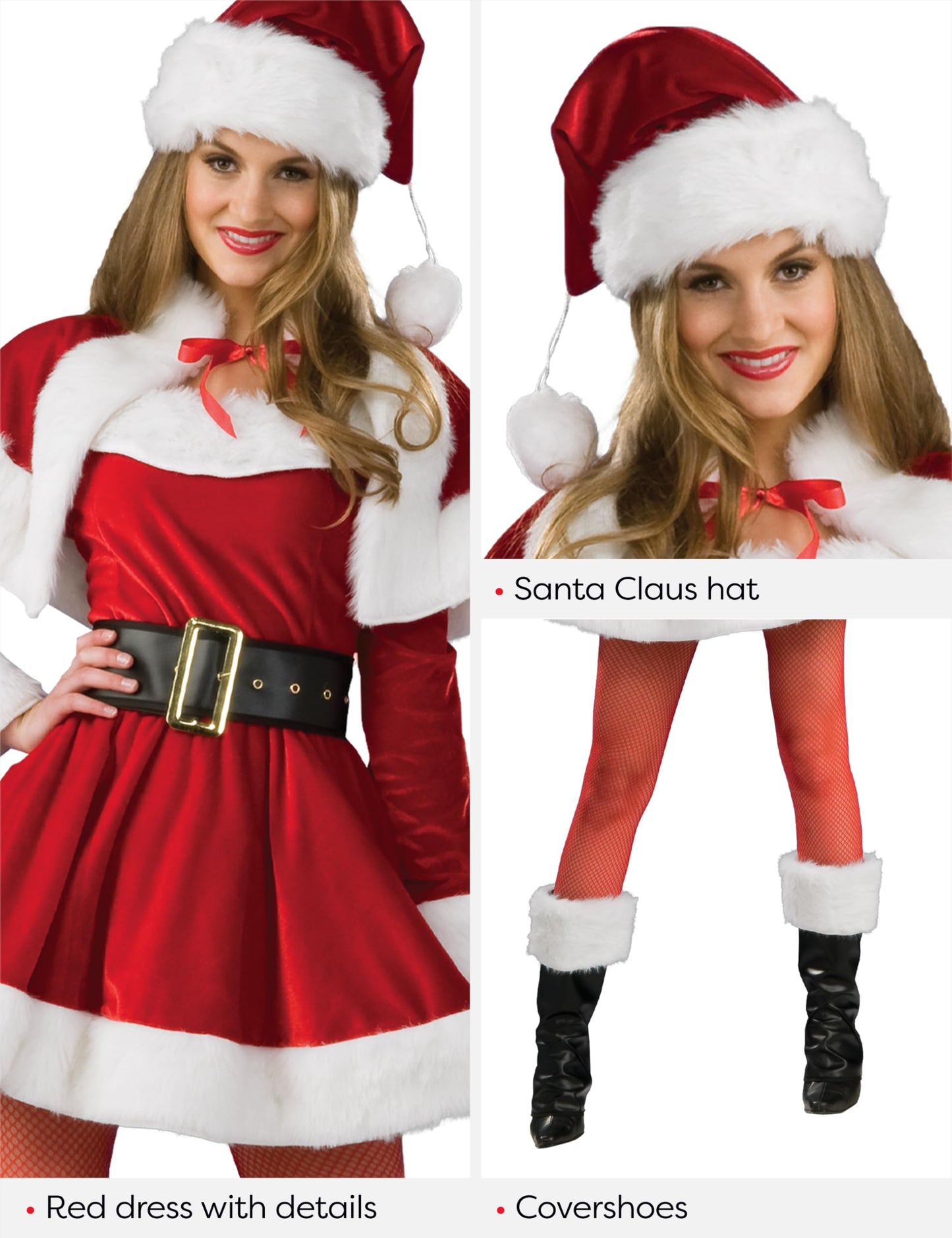 Costum Craciunita Mama Noel, rochie completă cu bonetă, oficial Rubies pentru Crăciun, petreceri și sărbători.