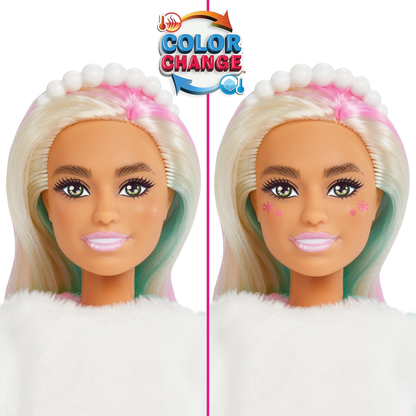 Barbie Cutie Reveal Calendar de Advent - 24 Surprize, Păpușă, Ren Strălucitor, Îmbrăcăminte de Iarnă, Accesorii, Mini Animaluțe, pentru Copii de la 3 Ani, HJX76