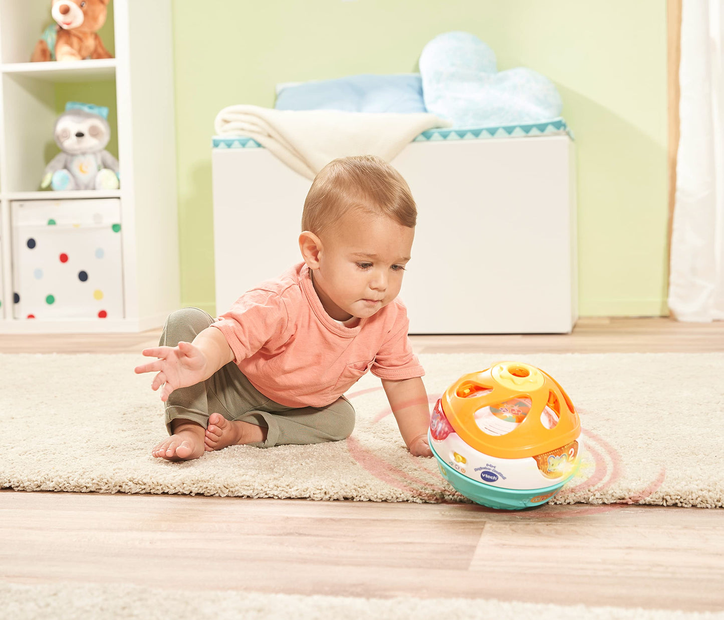 VTech Baby 3-in-1 Muzical Magic Ball – Jucărie interactivă pentru bebeluși, se mișcă singură și cântă – Pentru copii de 9-36 luni