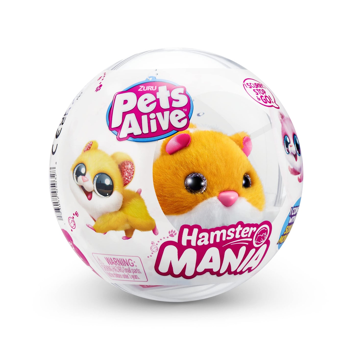 Hamster Mania Pets Alive von ZURU, Hamster Portocalie, Jucărie Interactivă, Sunete 20+, Animal de Companie Electronic