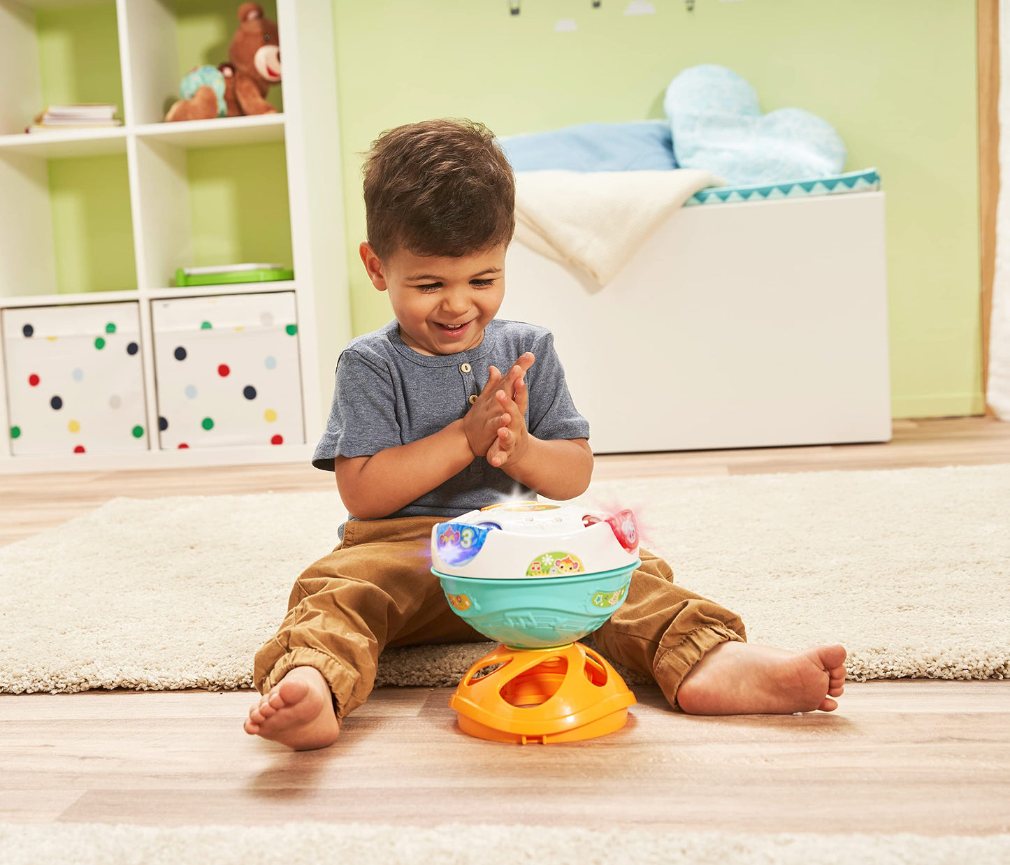VTech Baby 3-in-1 Muzical Magic Ball – Jucărie interactivă pentru bebeluși, se mișcă singură și cântă – Pentru copii de 9-36 luni