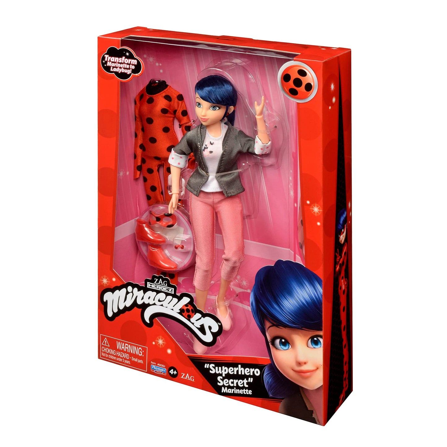 BANDAI - Miraculous Ladybug și Cat Noir – Păpușă – Ladybug și Marinette – Păpușă articulată 26 cm - P50355