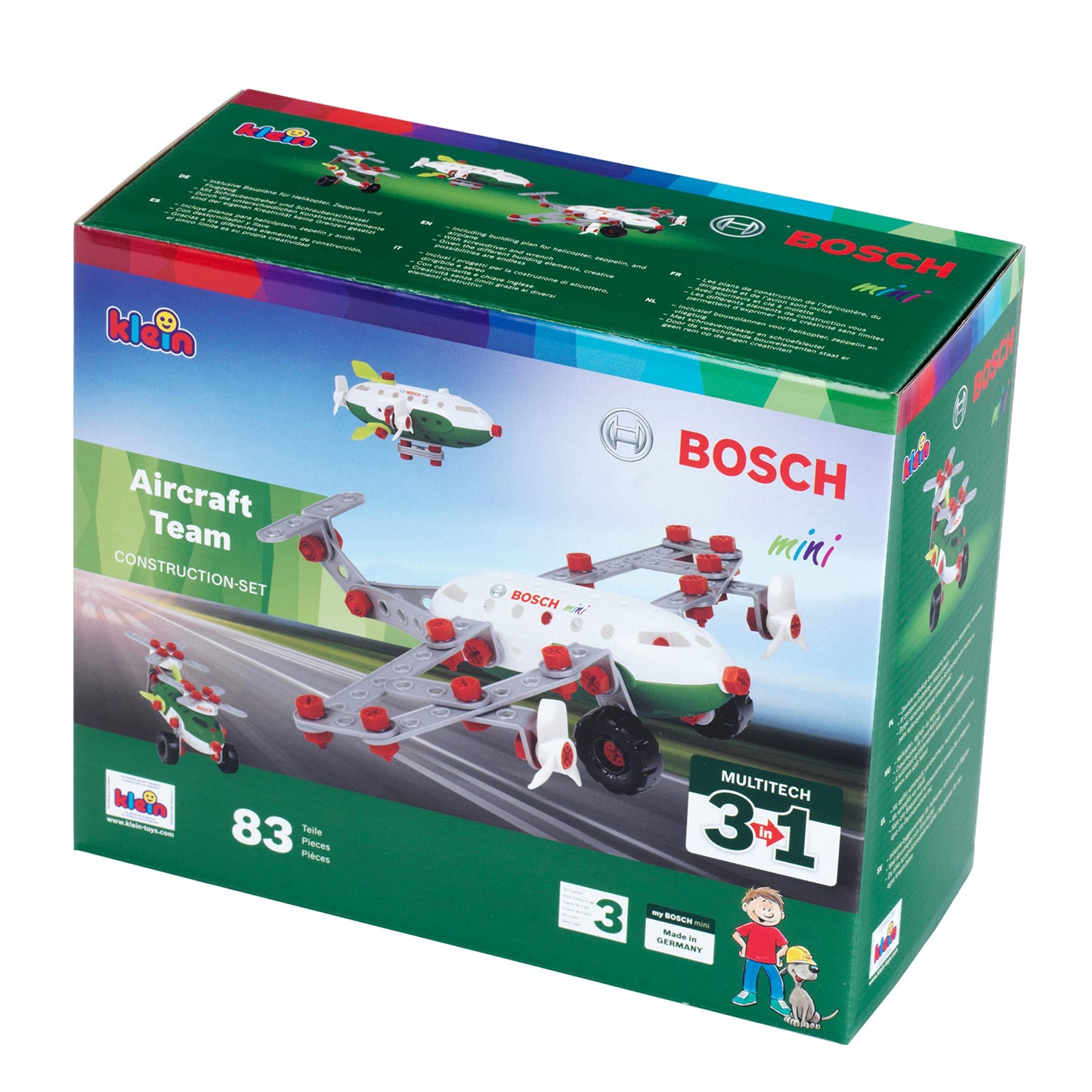 Theo Klein 8790 Kit de Construcție Echipament Aerian 3 în 1 Bosch, pentru Construirea Diferitelor Aeronave, Include Planuri de Construcție pentru 3 Modele, Jucării pentru Copii de la 3 Ani