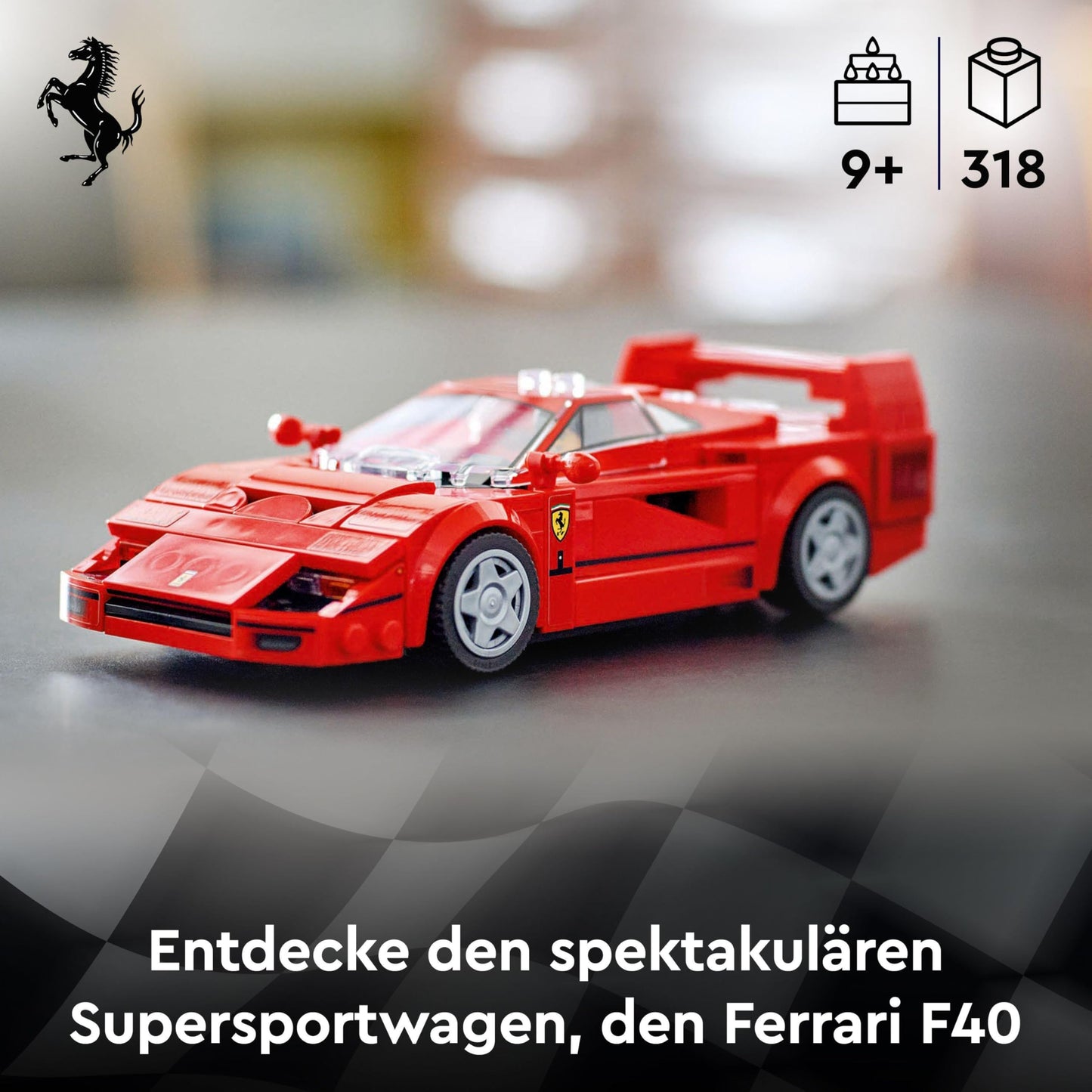 LEGO Speed Champions Ferrari F40, set de construcție cu mașină de jucărie și figurina șofer, cadou pentru copii 76934