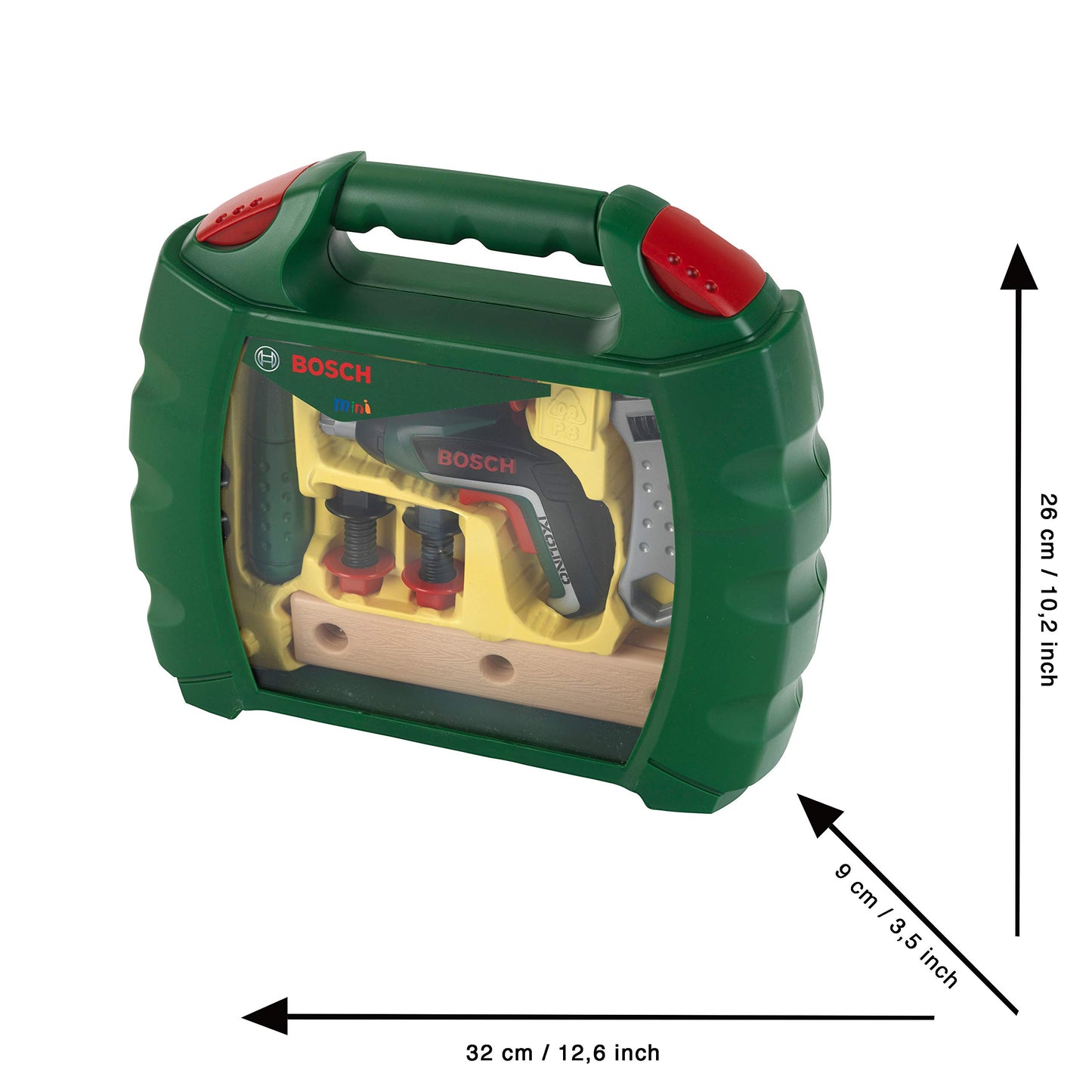 Theo Klein 8394 Bosch| Trusa de scule cu surubelnita electrica, ciocan, cheie și multe altele| Dimensiuni: 26,6 cm x 32 cm x 8,8 cm | Jucărie pentru copii de la 3 ani