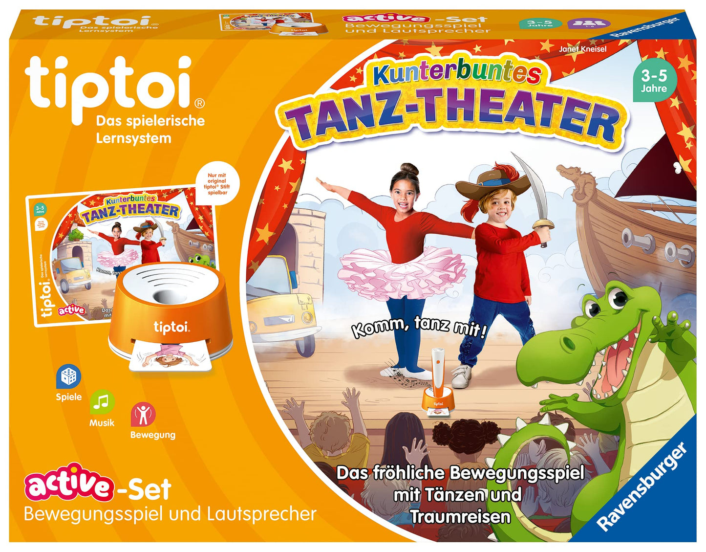 Set Activ Ravensburger tiptoi 00122 - Teatru de Dans Colorat, Joc de Mișcare pentru Copii de la 3 Ani