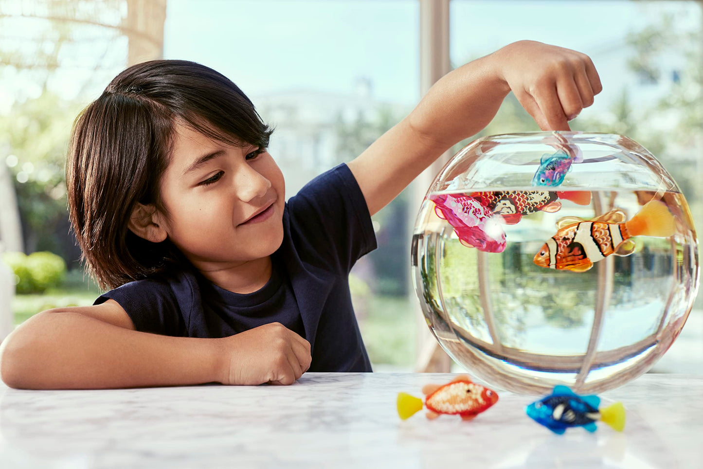 Jucarie 2 Pesti inotatori −interactiv RoboFish portocaliu+albastru Robo Alive S3