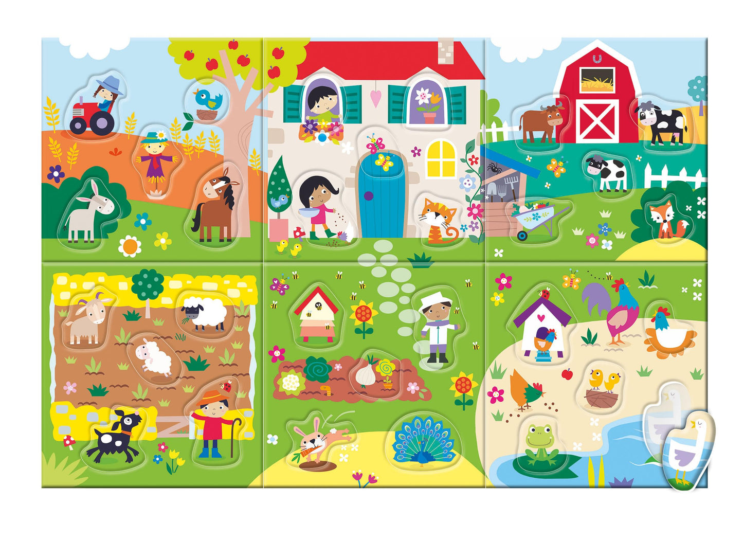 Clementoni Sapientino Montessori - Ferma Mea, Joc educativ cu animale puzzle pentru copii 2-4 ani, Dezvoltarea limbajului și abilităților tactile, Fabricat în Italia, cod 16856