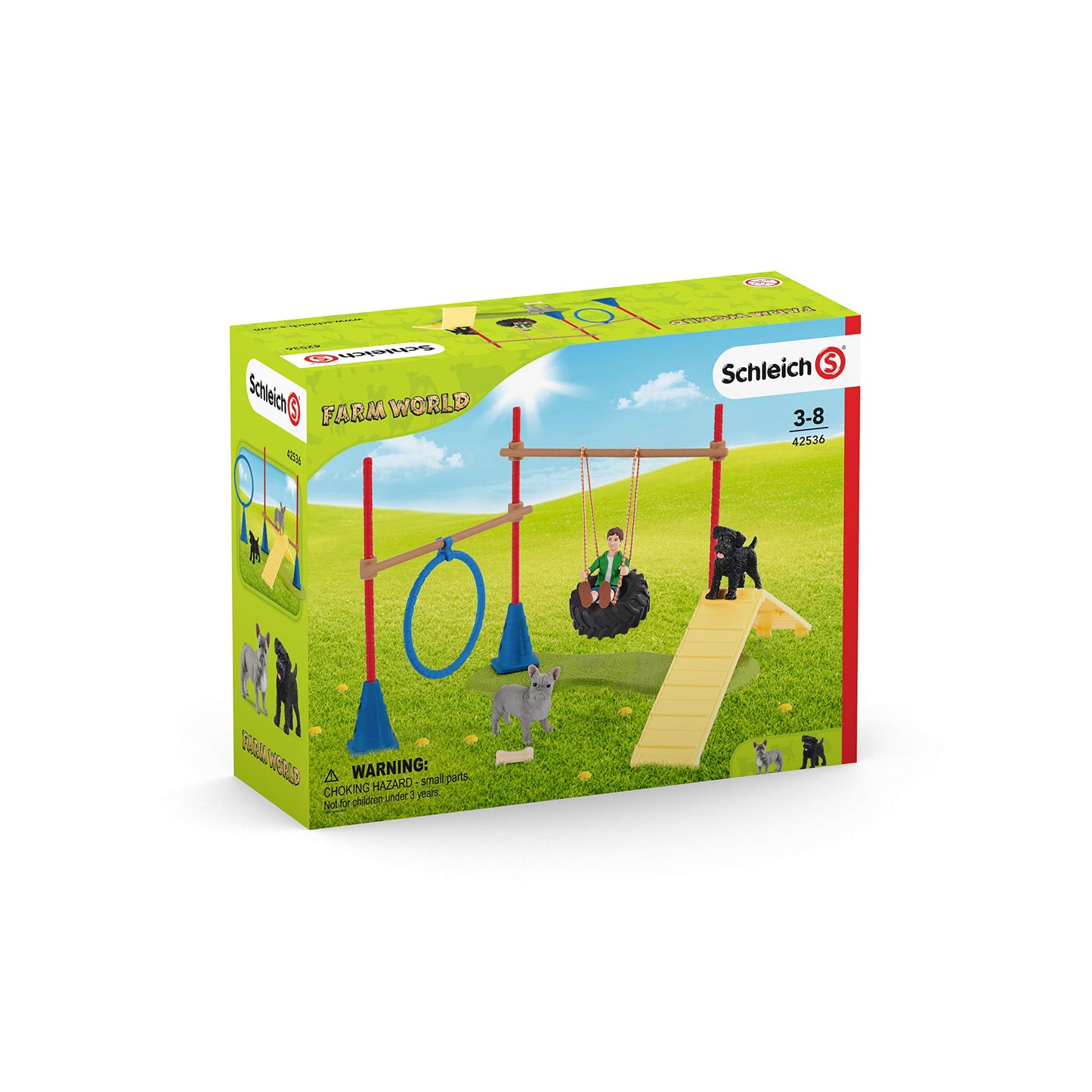 Schleich 42536 Distracție pentru câini, de la 3 ani, FARM WORLD - Set de joacă, 14 piese