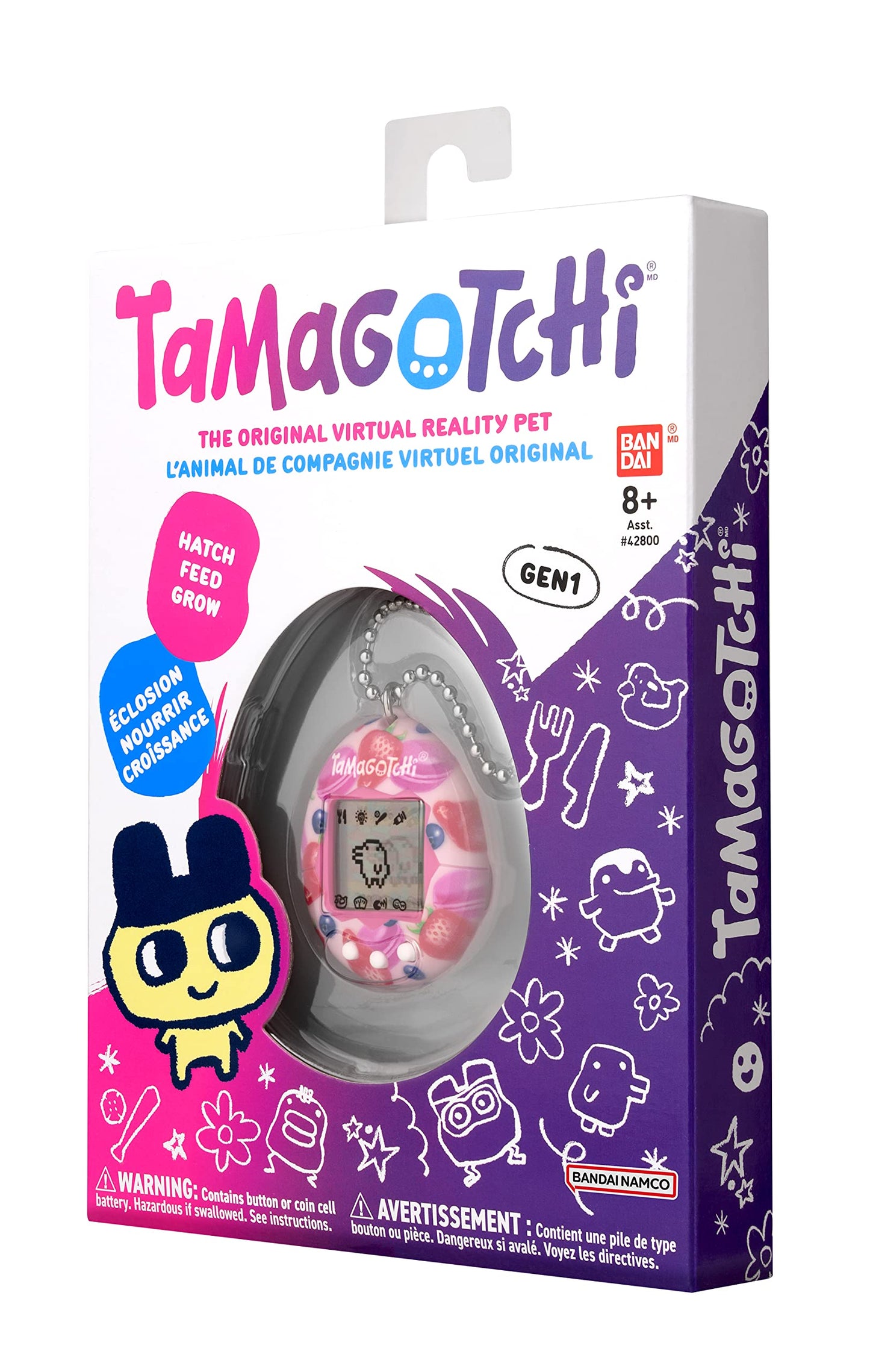 Bandai - Tamagotchi Original - Berry Delicious - Animal virtual electronic cu ecran color, 3 butoane și jocuri - Animal interactiv - Jucărie pentru copii de la 8 ani - 42971
