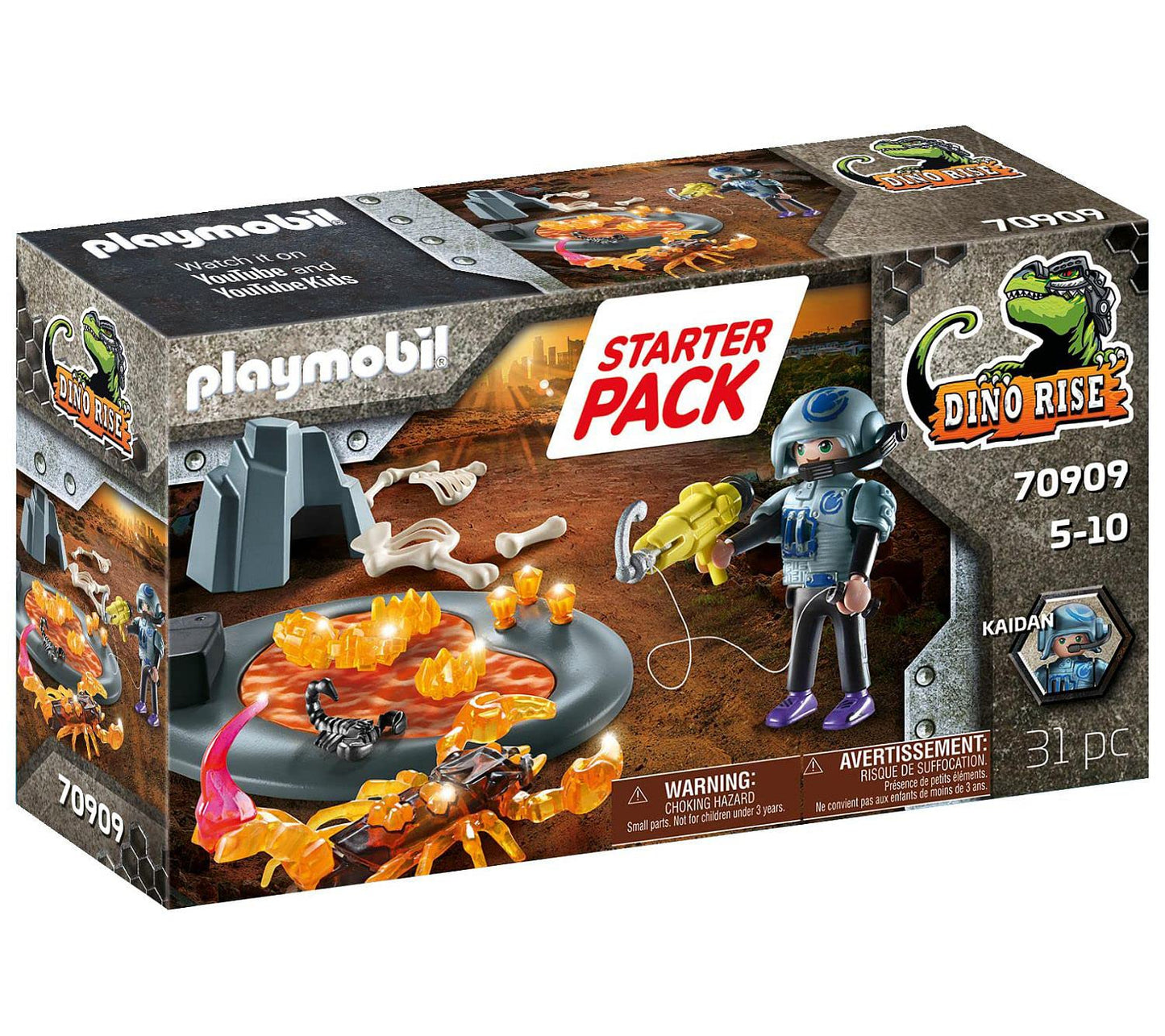 PLAYMOBIL Dino Rise 70909 Starter Pack - Lupta împotriva Scorpionului de Foc, Jucărie pentru Copii de la 5 Ani