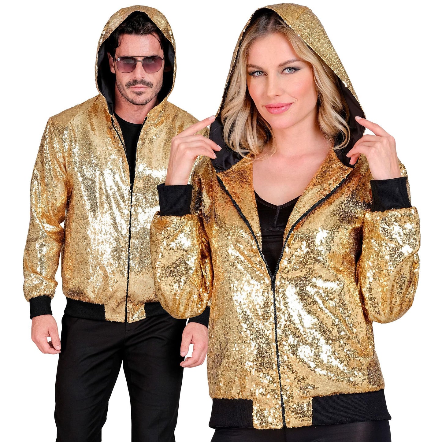 WIDMANN MILANO - Jachetă Bomber cu Glugă și Paillettes pentru Petreceri, Outfit Disco