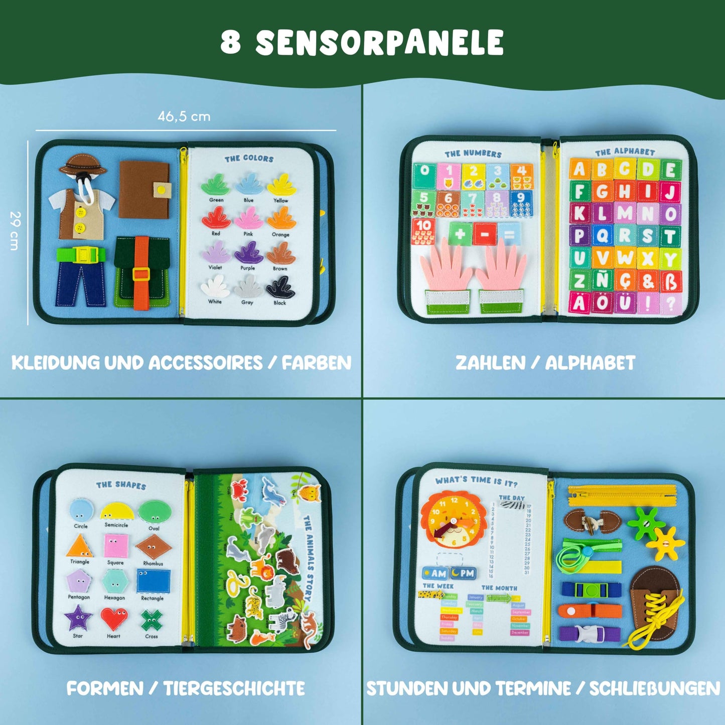 Tablă Activitate Montessori Bonnyco din Fleece - Jucărie Educațională Montessori, Tablă de Activitate pentru Bebeluși, Jucărie pentru Dezvoltarea Motricității | Cadouri pentru Copii, Jucării pentru Băieți și Fete, Cadouri de Naștere și Crăciun