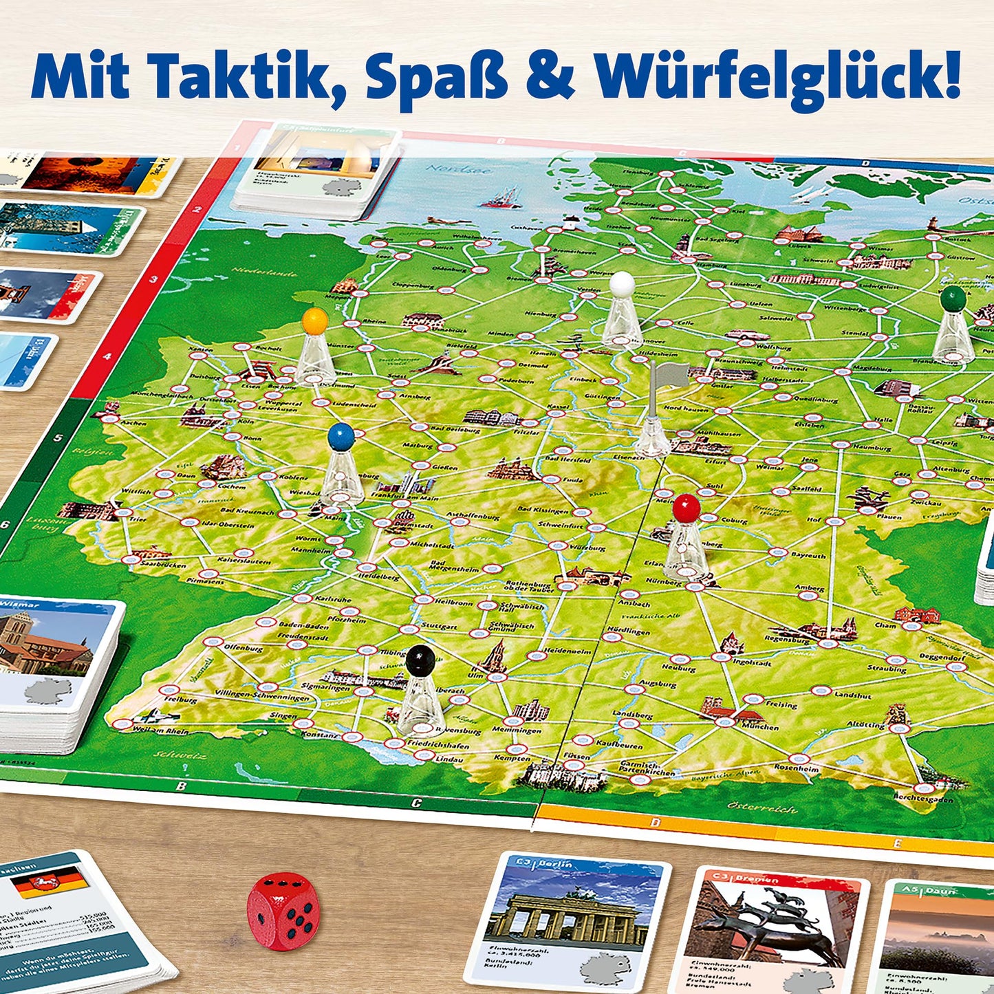 Ravensburger Familienspiel 26492 - Deutschlandreise - Joc de societate pentru familii, călătorie prin Germania, pentru 2-6 jucători, vârsta 8+