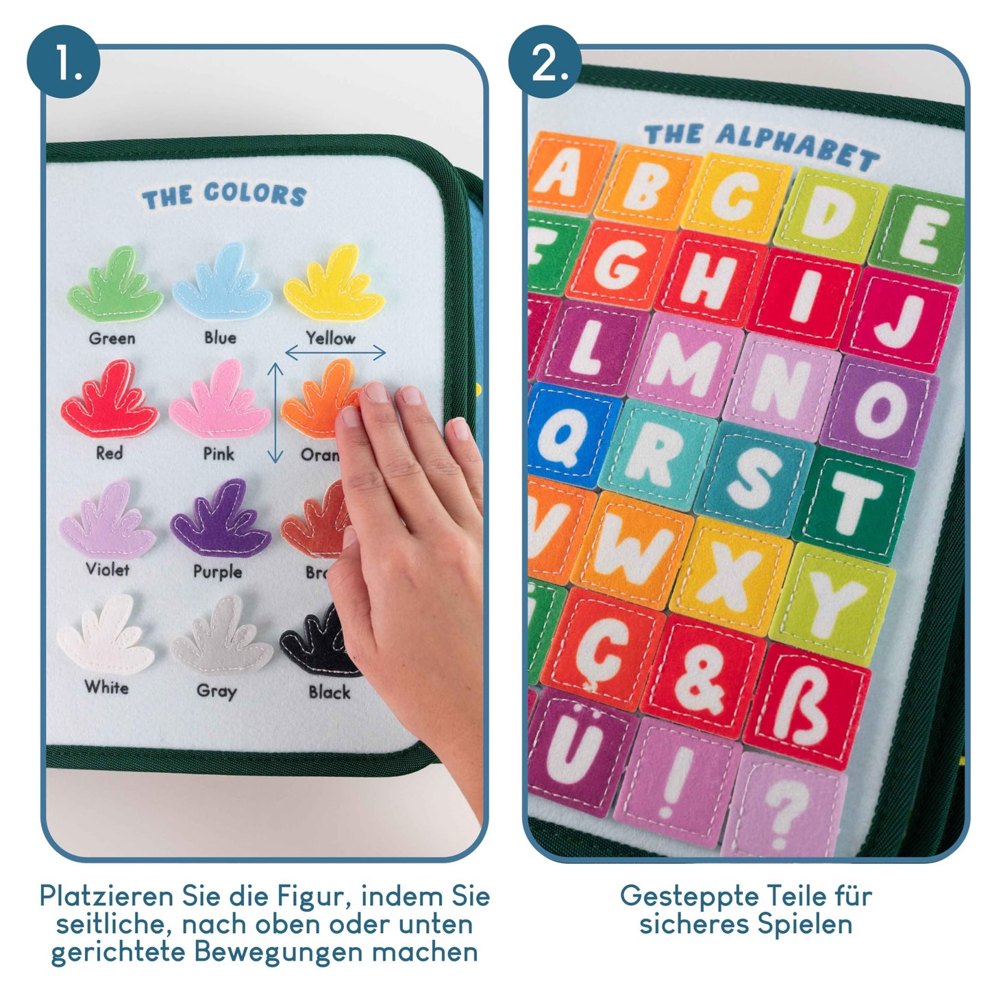 Tablă Activitate Montessori Bonnyco din Fleece - Jucărie Educațională Montessori, Tablă de Activitate pentru Bebeluși, Jucărie pentru Dezvoltarea Motricității | Cadouri pentru Copii, Jucării pentru Băieți și Fete, Cadouri de Naștere și Crăciun