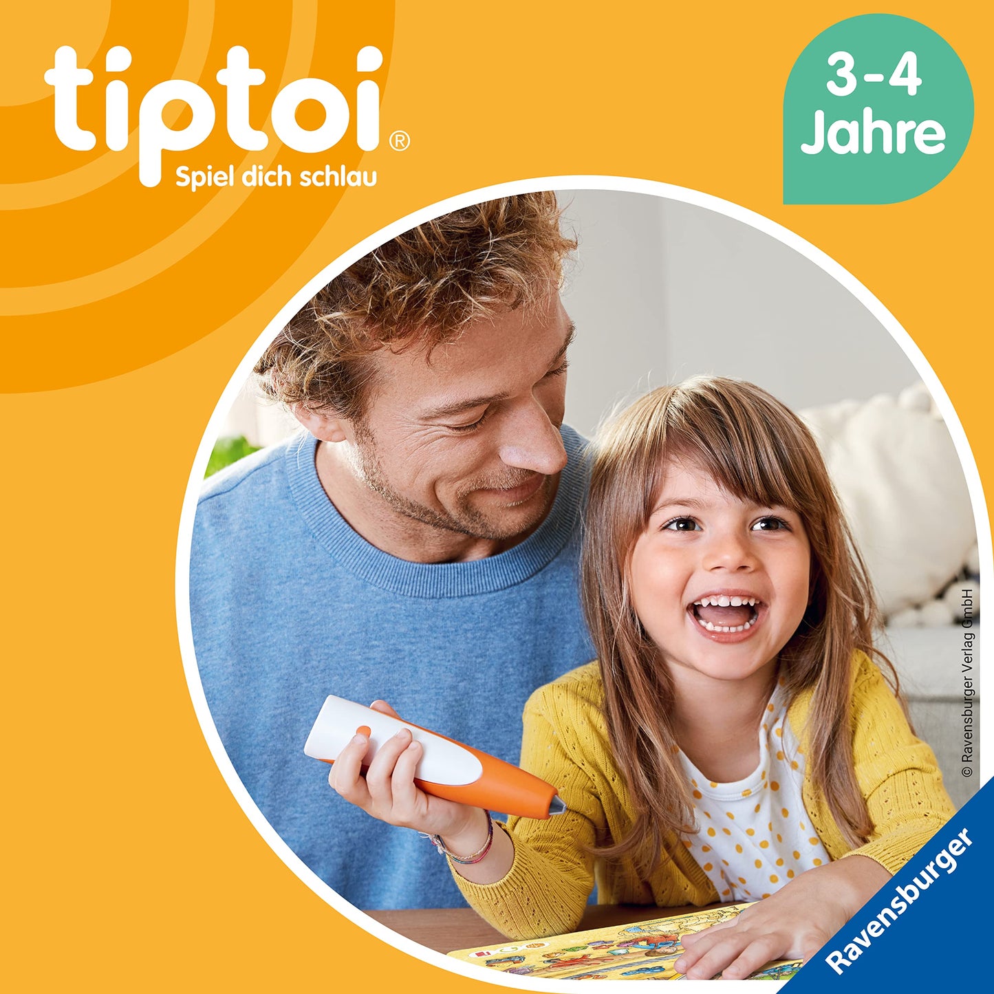 Ravensburger tiptoi Stilou și carte cu imagini pentru grădiniță - Jucărie educativă pentru copii de la 3 ani - Stilou cu audio de calitate superioară, acumulator și husă cu prindere moale - Verde, Portocaliu, Argintiu - 00113
