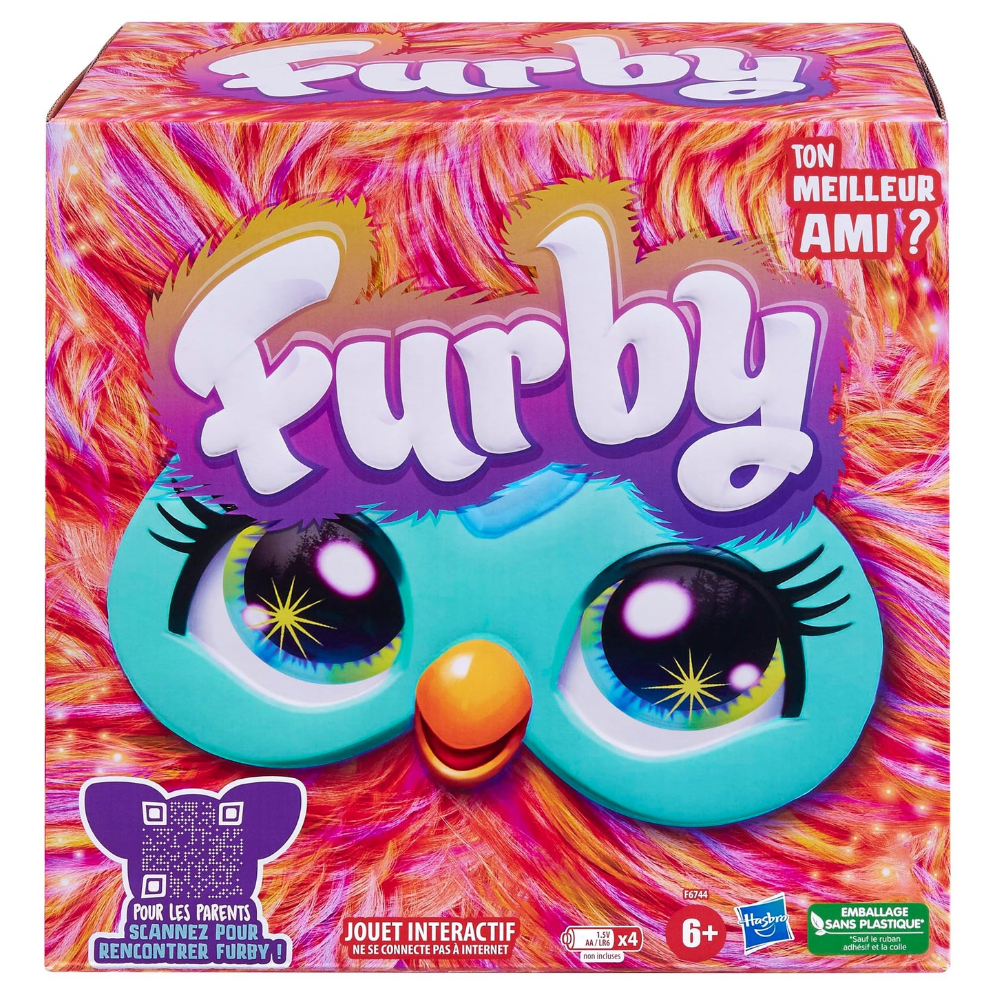 Furby Roșu Coralin, Pluș Interactiv – Versiunea Franceză (Ambalajul poate varia)