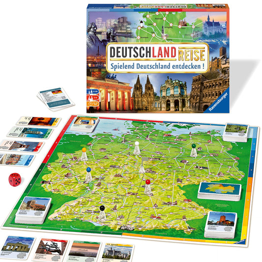 Ravensburger Familienspiel 26492 - Deutschlandreise - Joc de societate pentru familii, călătorie prin Germania, pentru 2-6 jucători, vârsta 8+