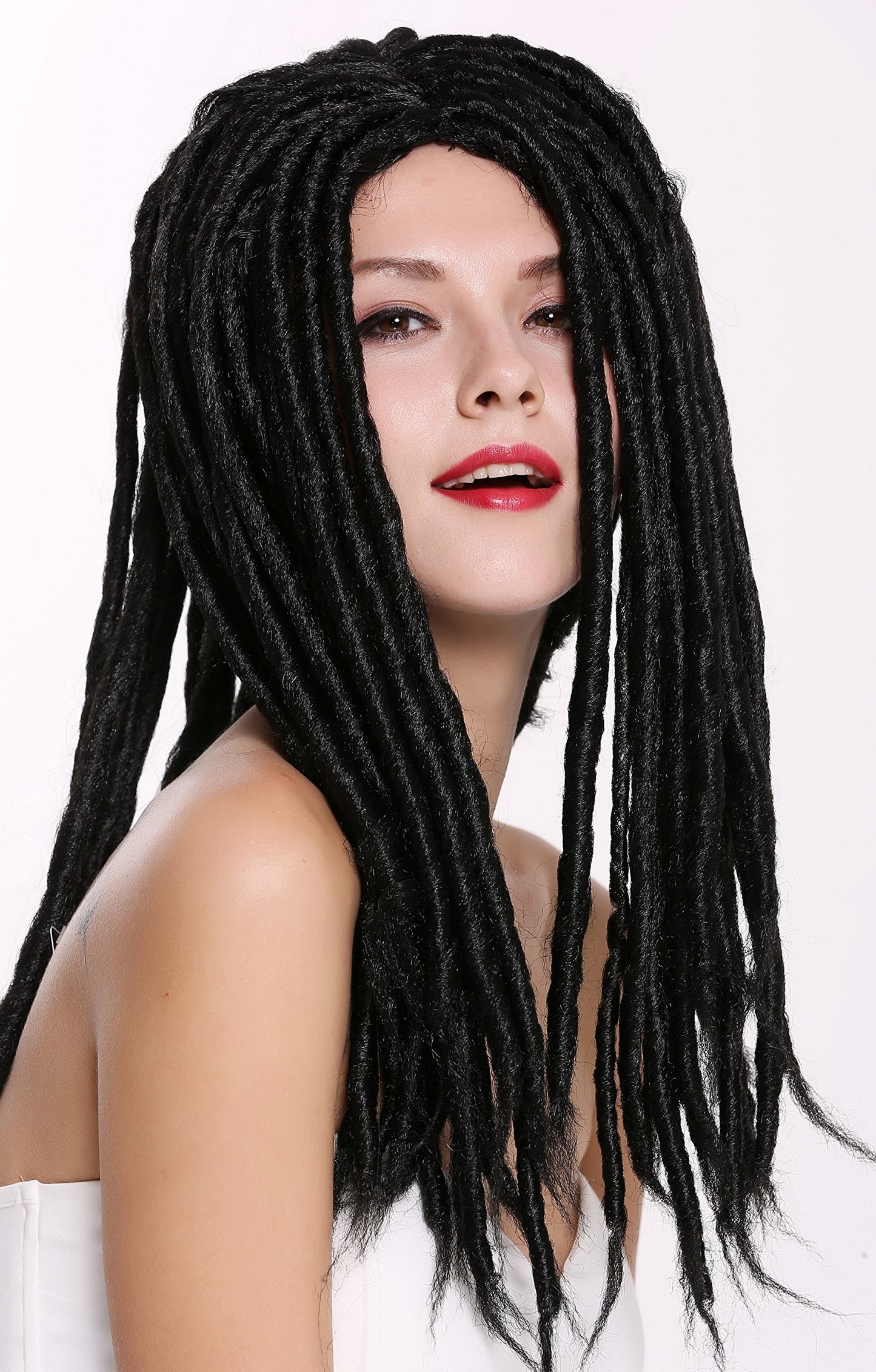 WIG ME UP - Perucă Dreadlocks Rasta pentru femei și bărbați, Carnaval, Fasching, negru, lung