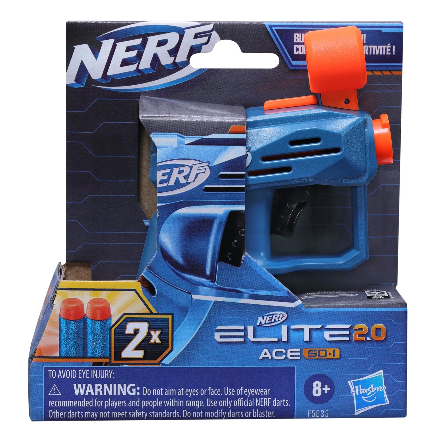 NERF Elite 2.0 Ace SD-1 Dart-Blaster cu 2 săgeți Elite, mâner de tragere și suport integrat pentru 1 săgeată.