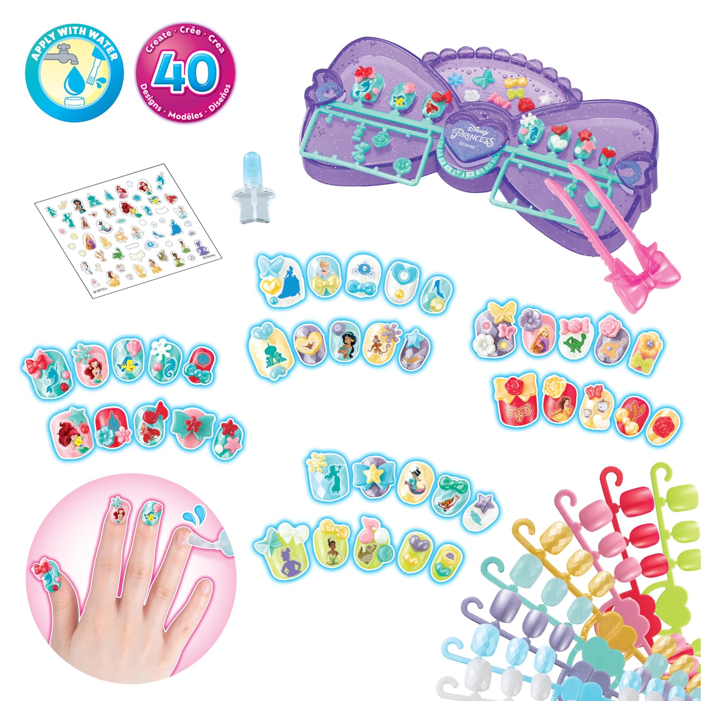 Aquabeads Studioul de Unghii cu Prințese Disney, 35071, Set cu Perle de Apă, Set pentru Unghii, Activitate Creativă pentru Copii de la 4 Ani, Fără Necesitatea de Călcare sau Lipire