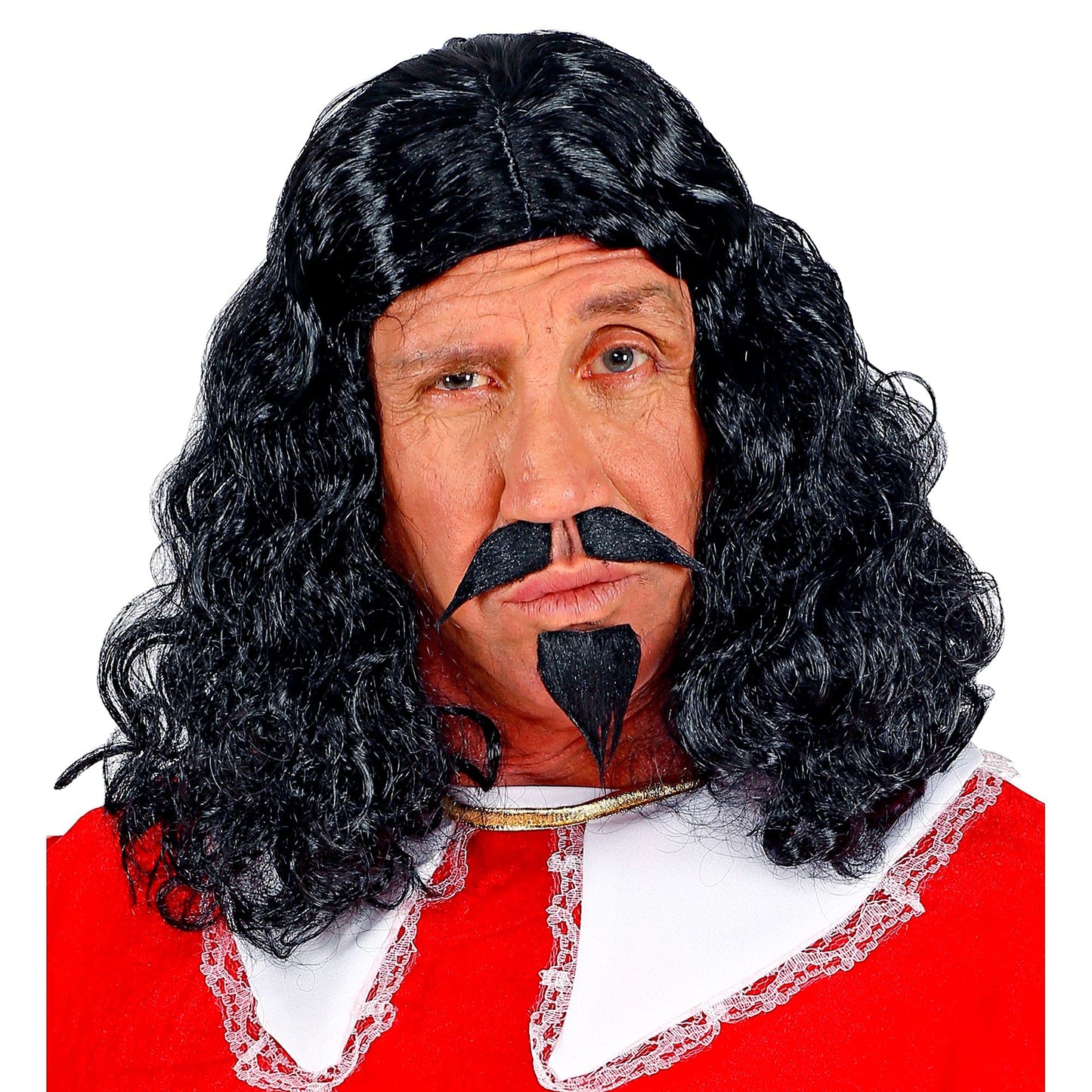 Peruca Musketier neagră cu mustață și barbă - WIDMANN MILANO 01166, pentru carnaval și petreceri tematice