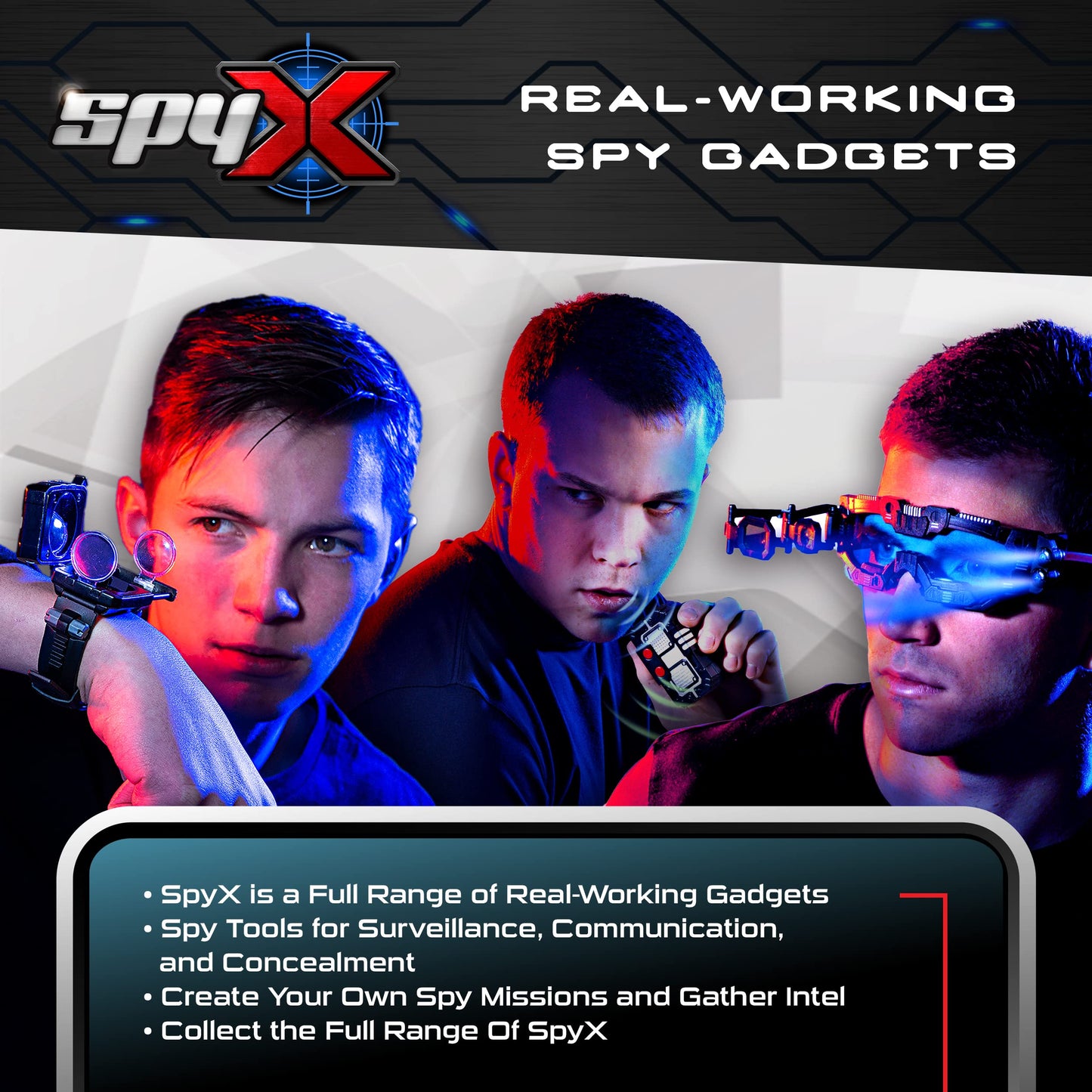 SpyX Alarm cu laser pentru copii – Protejează-te cu raze invizibile cu LED pentru misiuni de spionaj distractive – inclusiv 2 raze super luminoase și alarmă de recepție, de la 6 ani.