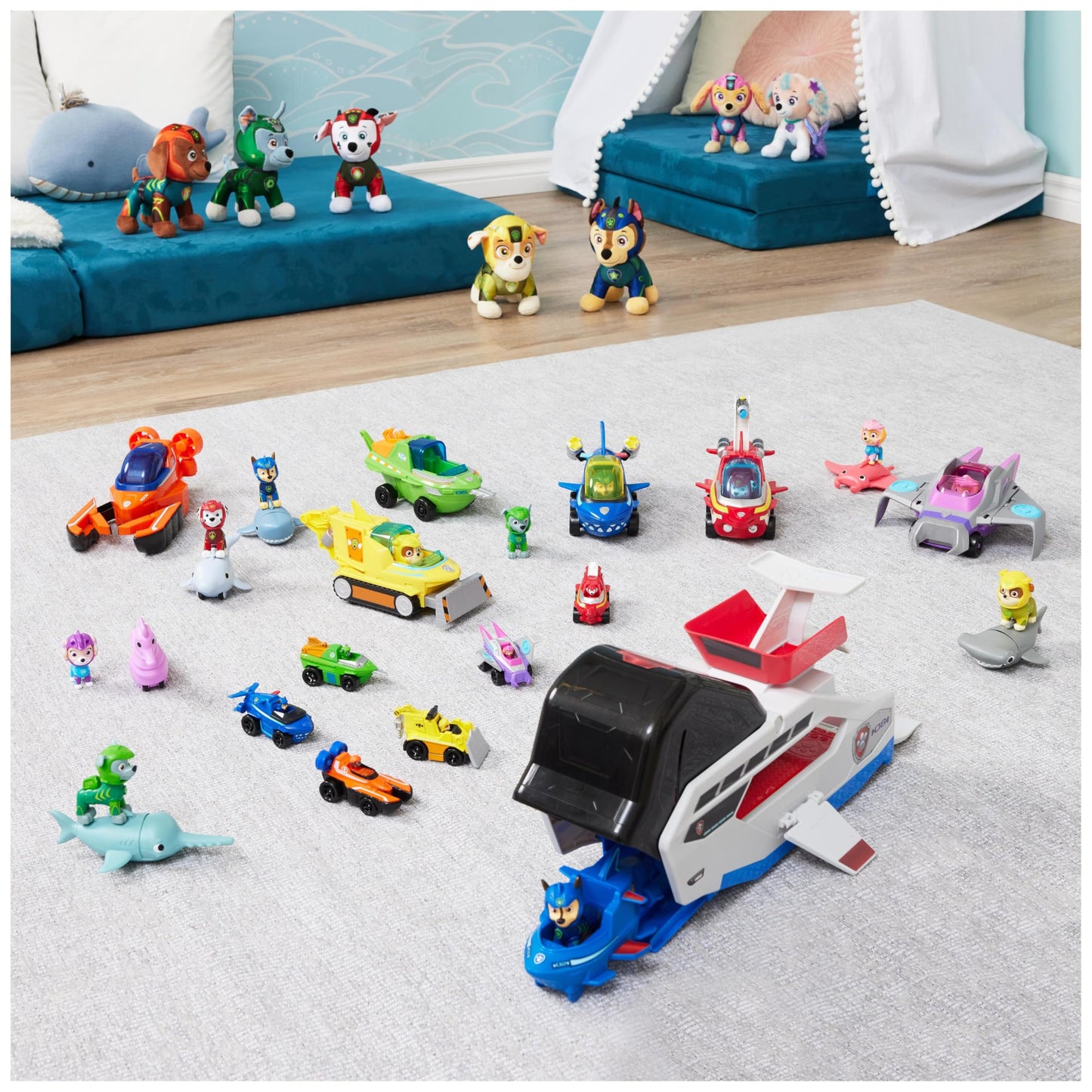 PAW Patrol, Aqua Pups - Mașină de jucărie în formă de rață cu figurina cățelului Skye, potrivită pentru copii de la 3 ani