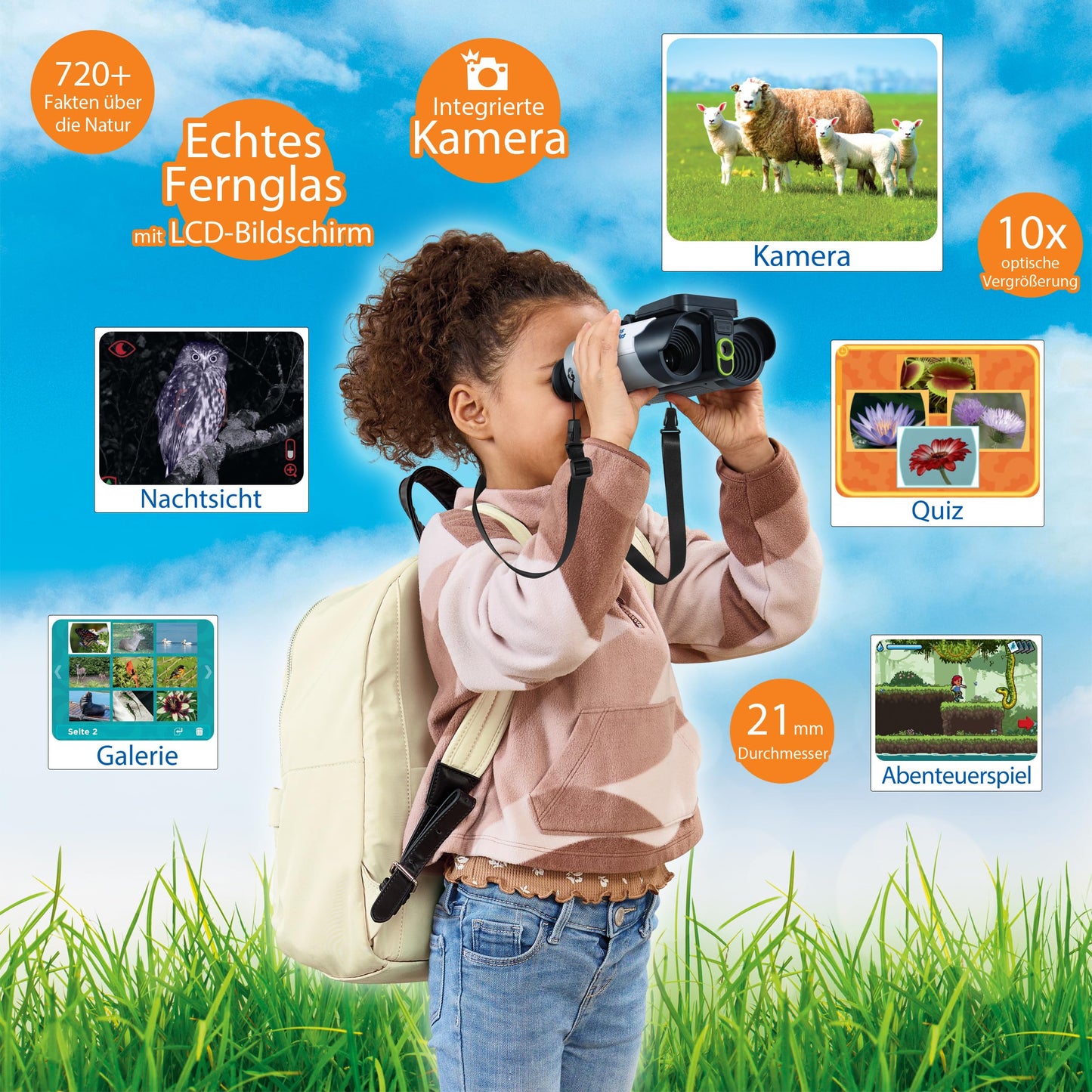 VTech Binoclu Interactiv cu Cameră – Zoom 10x și Conținut BBC pentru Explorarea Naturii – Pentru Aventurieri de 7 până la 99 de Ani