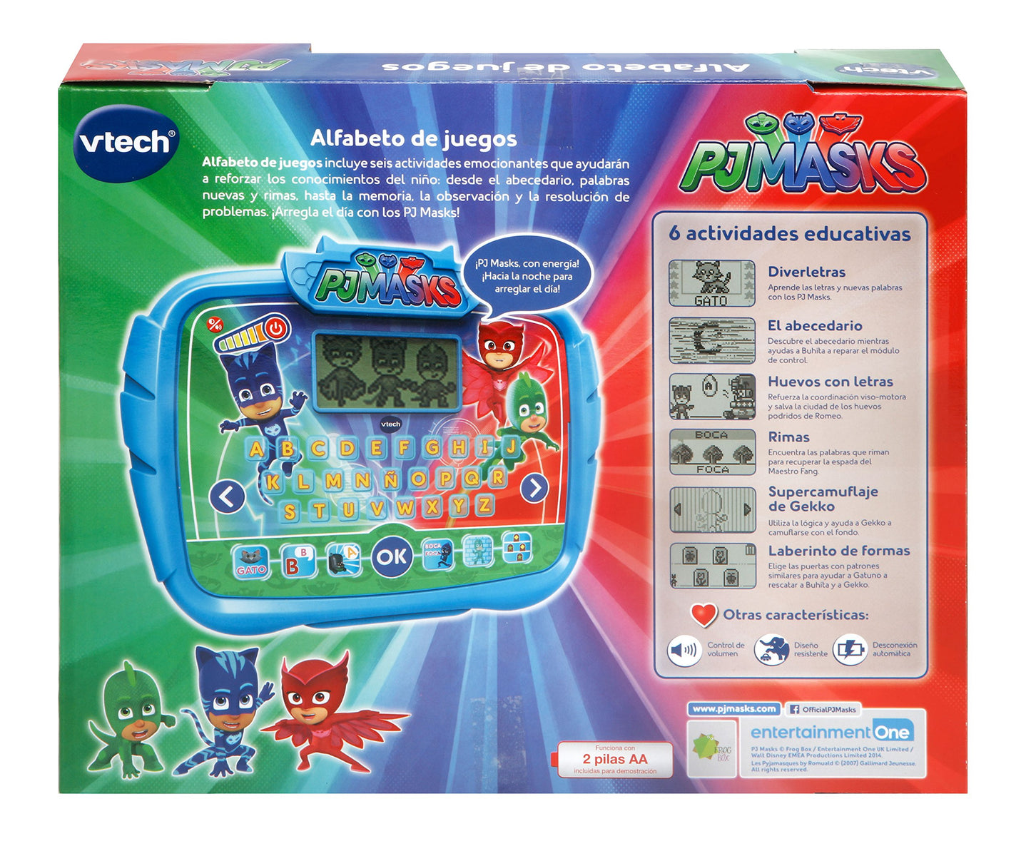 Jocuri PJ Masks VTech 3480-175922 - Activități interactive pentru învățarea alfabetului, multicolor