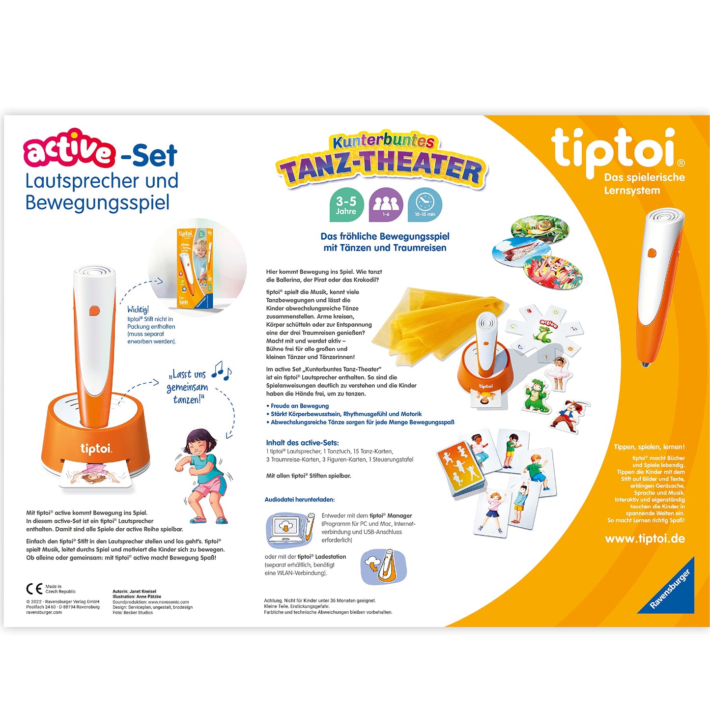 Set Activ Ravensburger tiptoi 00122 - Teatru de Dans Colorat, Joc de Mișcare pentru Copii de la 3 Ani