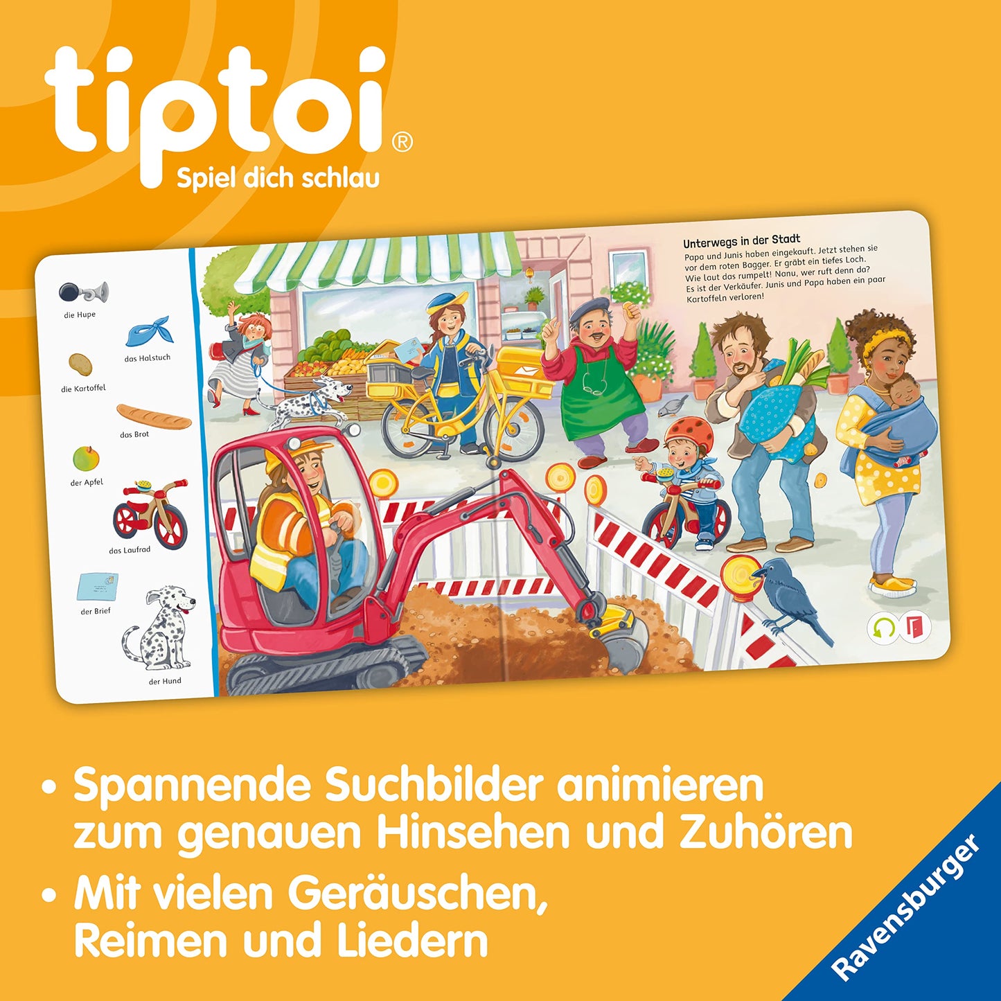 Ravensburger tiptoi Starter-Set 00112: Stilou și carte ilustrată - Să căutăm și să descoperim lumea mea - Jocuri educative pentru copii de la 2 ani - Jucării de la 2 ani
