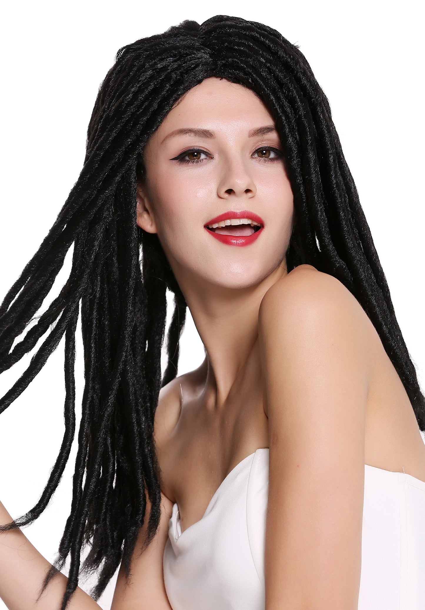 WIG ME UP - Perucă Dreadlocks Rasta pentru femei și bărbați, Carnaval, Fasching, negru, lung