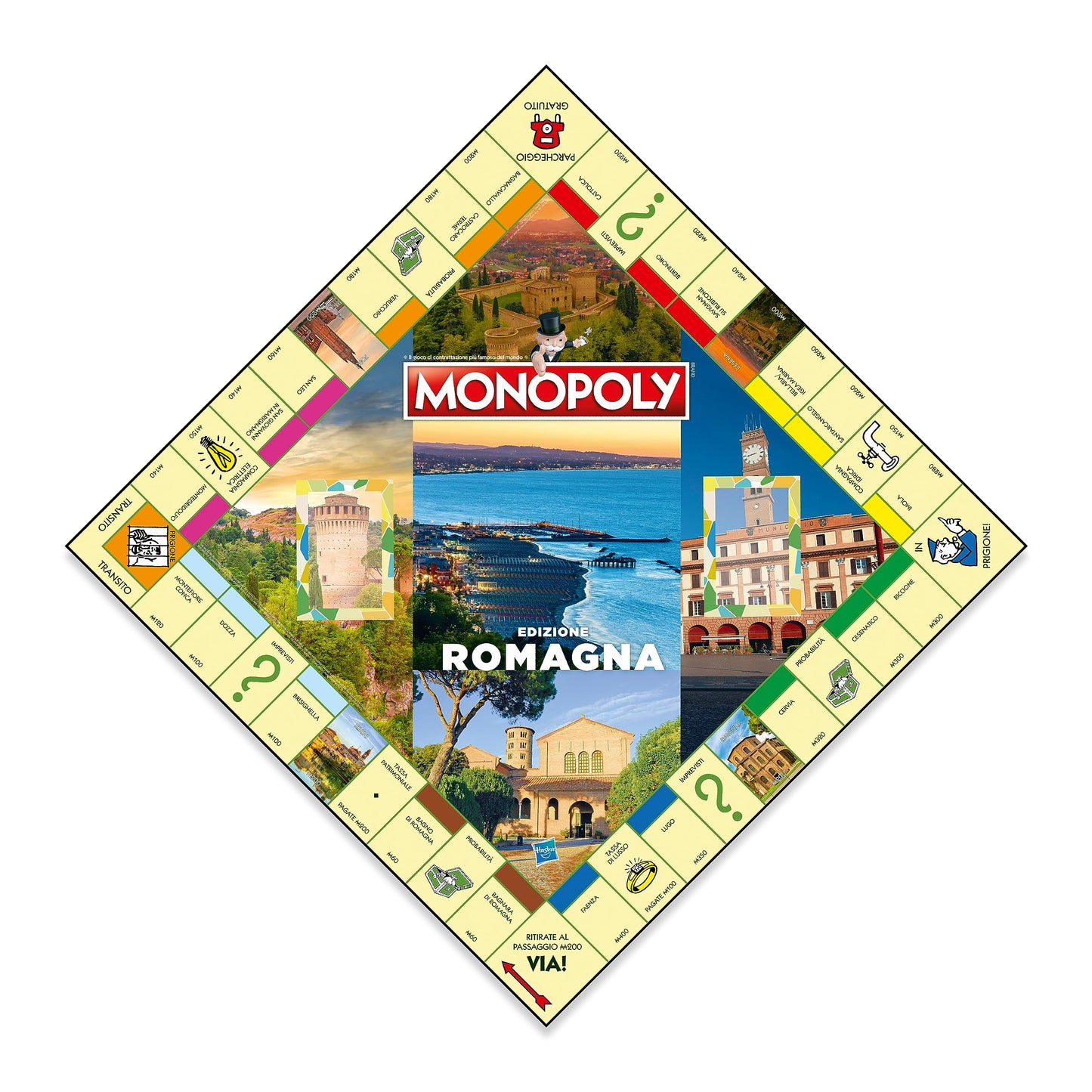 Joc de societate Monopoly: Cele mai frumoase sate din Italia - Romagna, ediție italiană, joc de familie, pentru vârsta de 8 ani și peste