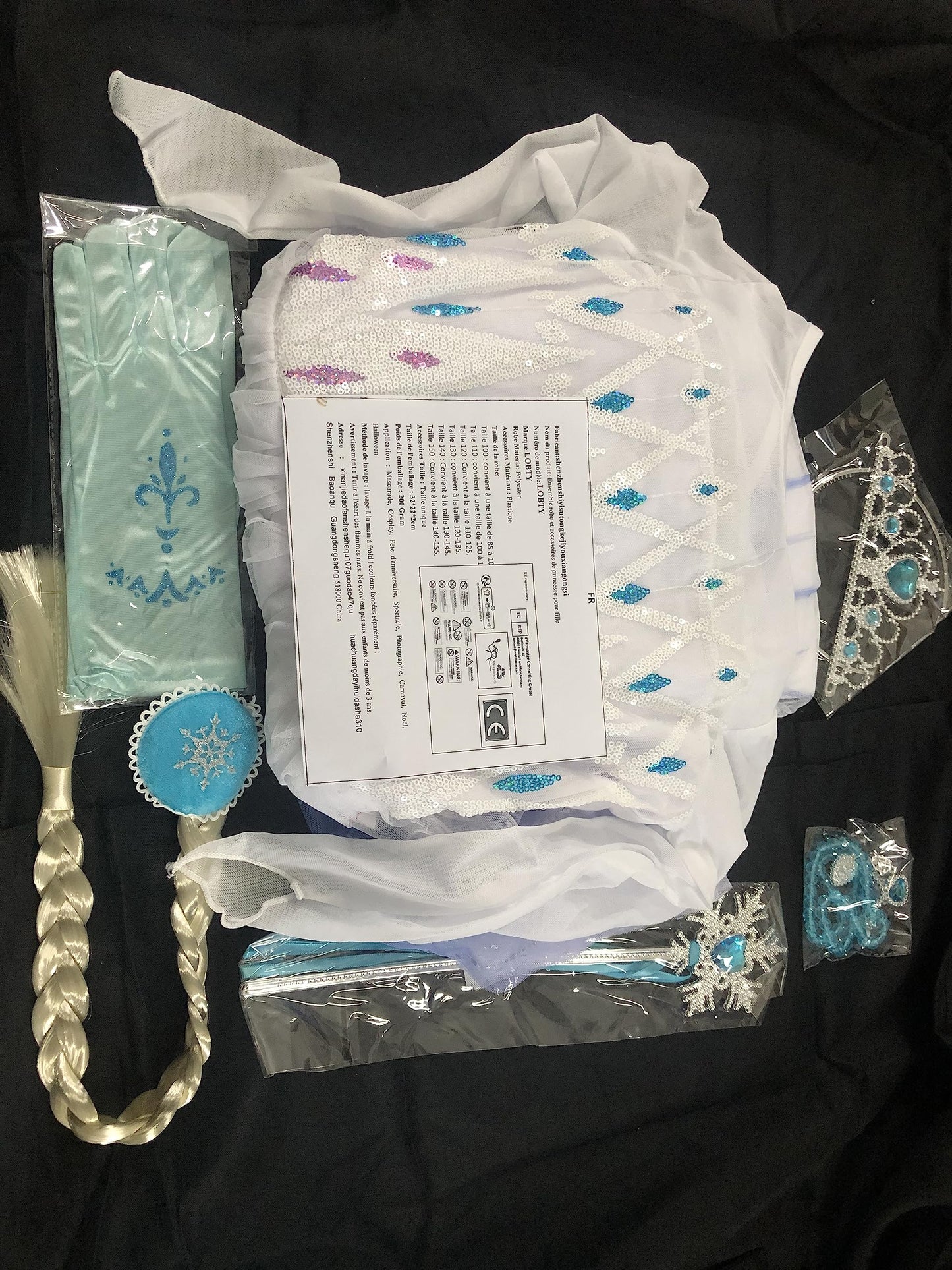 Rochie de prințesă ELSA pentru fete cu accesorii - Costum de Crăciun, Halloween, Carnaval, petrecere de ziua de naștere.