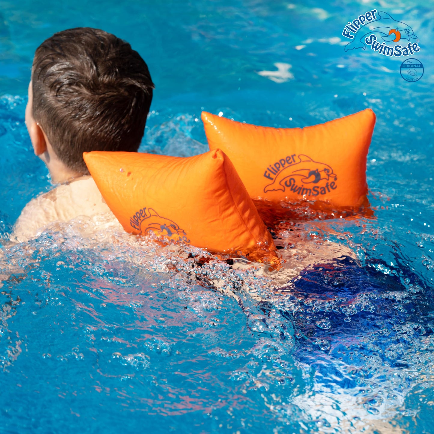 SwimSafe 1080 - Pernă de înot pentru copii mici din bumbac, ajutor de înot sigur cu bandă elastică reglabilă pentru învățarea înotului
