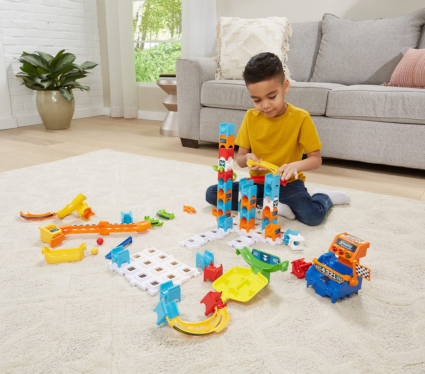 VTech Marble Rush - Set de Curse M200 E – Pista interactivă cu lumini și sunete, elemente captivante și opțiuni de construcție – Pentru copii de 4-12 ani
