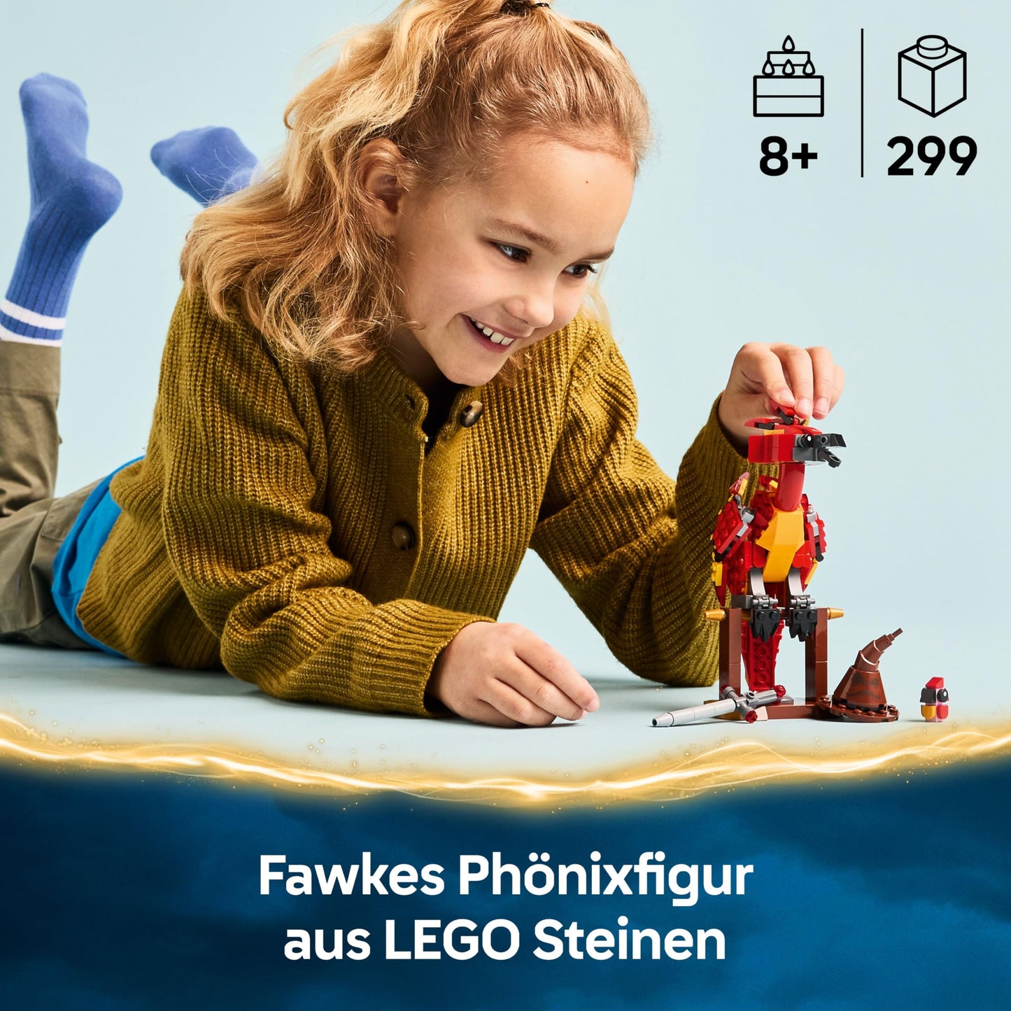 LEGO Harry Potter Fawkes: Jucărie Dumbledore's Phoenix cu Pălăria Vorbitoare, Sabia Gryffindor & Baby Fawkes – 76448