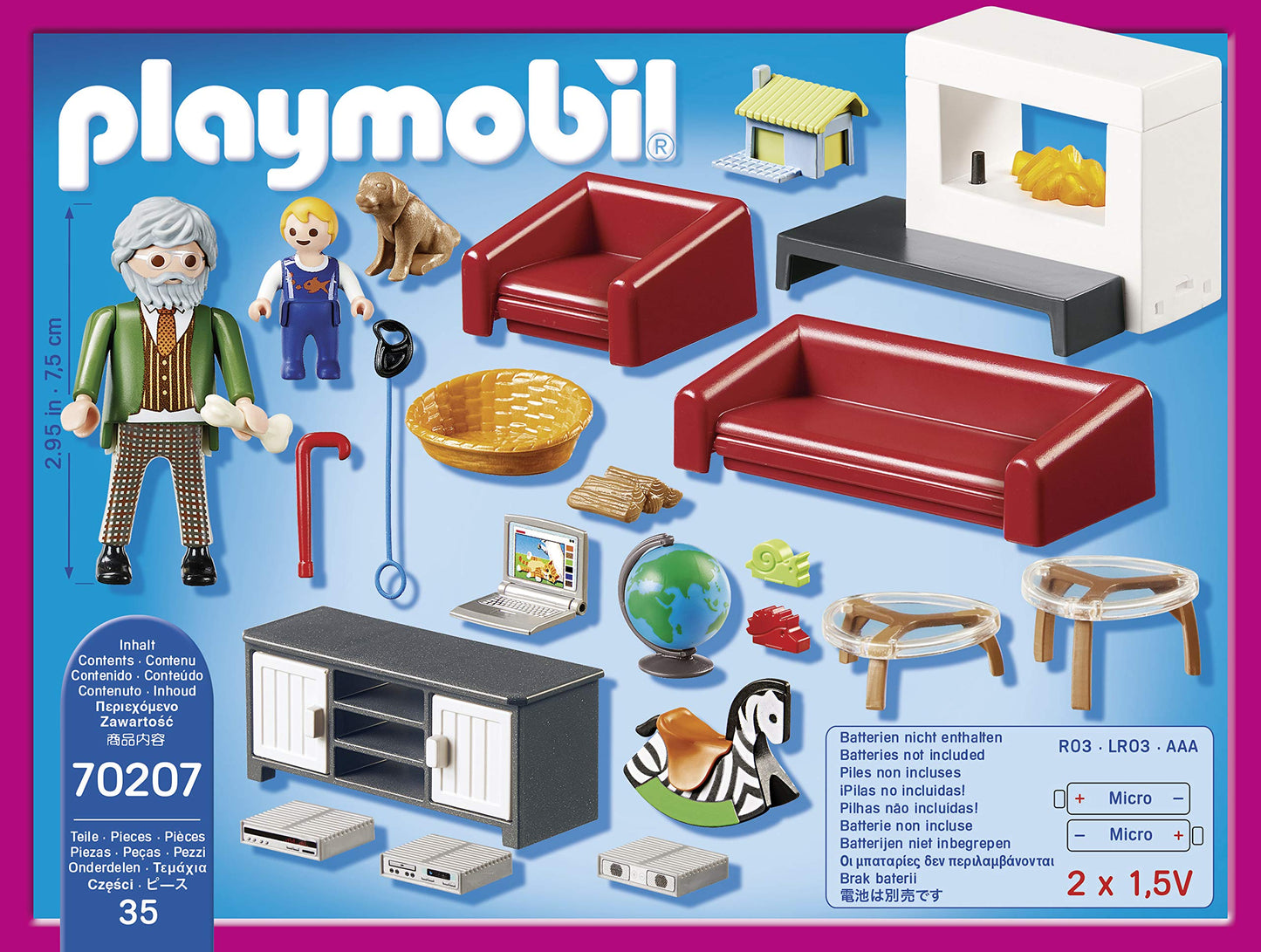 PLAYMOBIL Casa de Păpuși 70207 - Living Confortabil cu Efect de Lumină, Recomandat de la 4 Ani