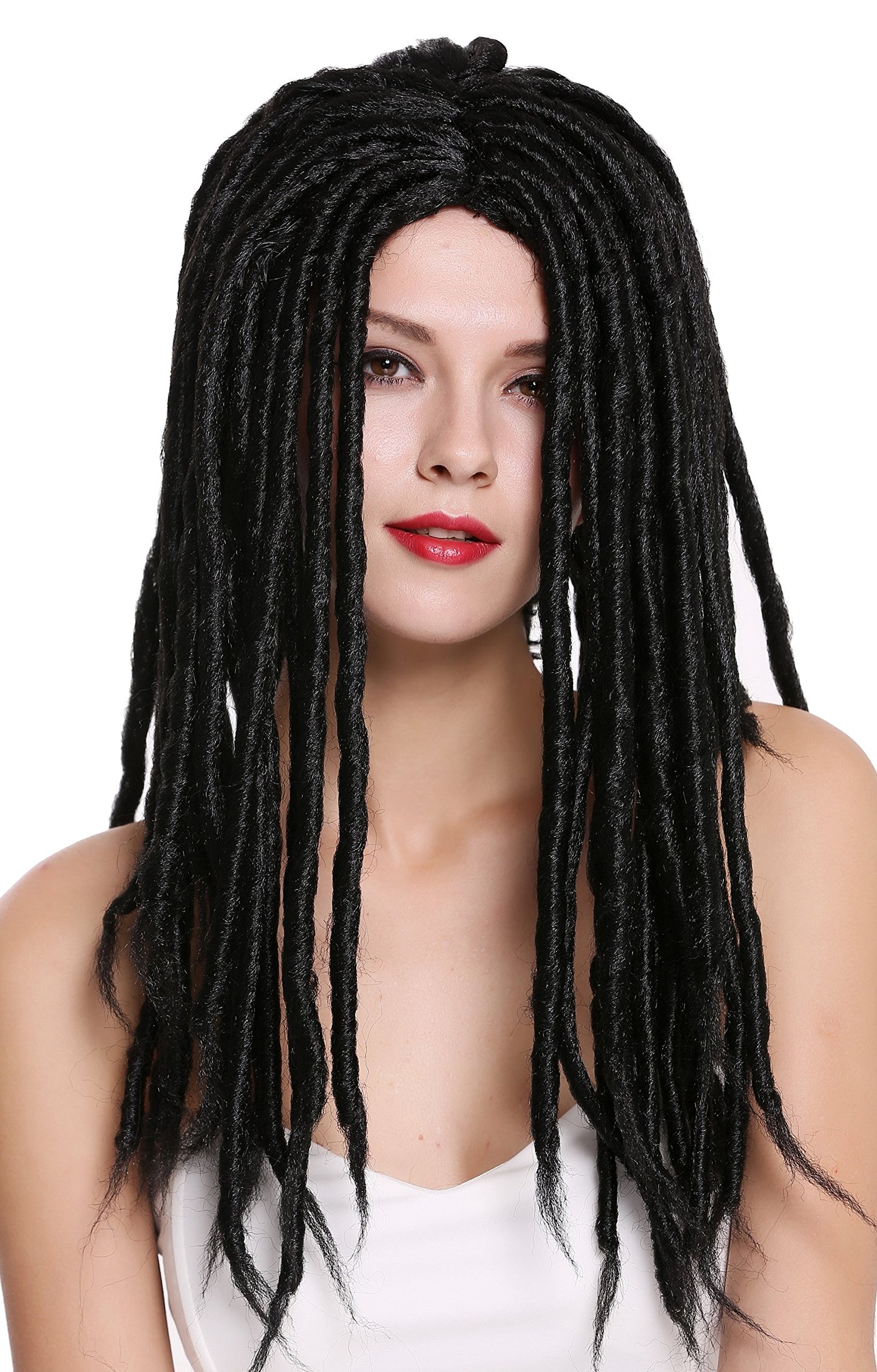 WIG ME UP - Perucă Dreadlocks Rasta pentru femei și bărbați, Carnaval, Fasching, negru, lung