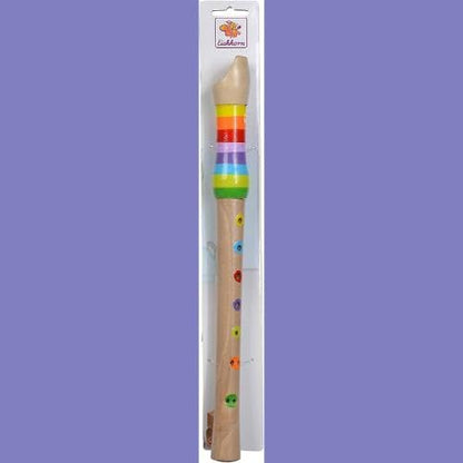 Eichhorn - Flaut din lemn colorată cu 7 găuri, inclusiv carte de cântece cu 3 melodii, 32 cm, recomandată de la 4 ani