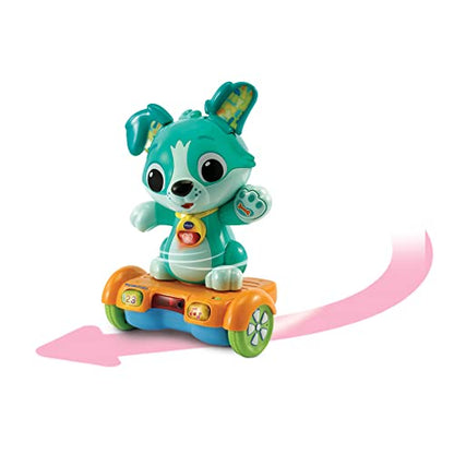VTech Baby Câine Fang-mich – Hoverboard animat pentru mișcare – Cu urechi care se mișcă, melodii, sunete și conținut educativ – Pentru copii de 12-36 luni