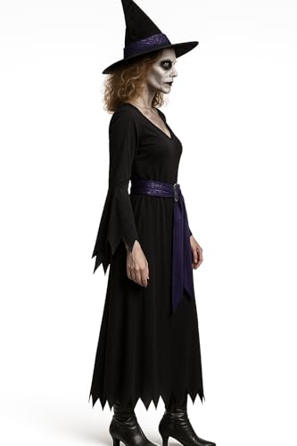 Foxxeo Costum vrăjitoare femei cu rochie și pălărie