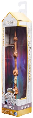 Lumea Vrăjitorilor Harry Potter - Bagheta Autentică a lui Albus Dumbledore din Plastic cu Carte de Vrăji, aprox. 30,5 cm, Jucărie pentru Copii de la 6 Ani, Articol pentru Fani