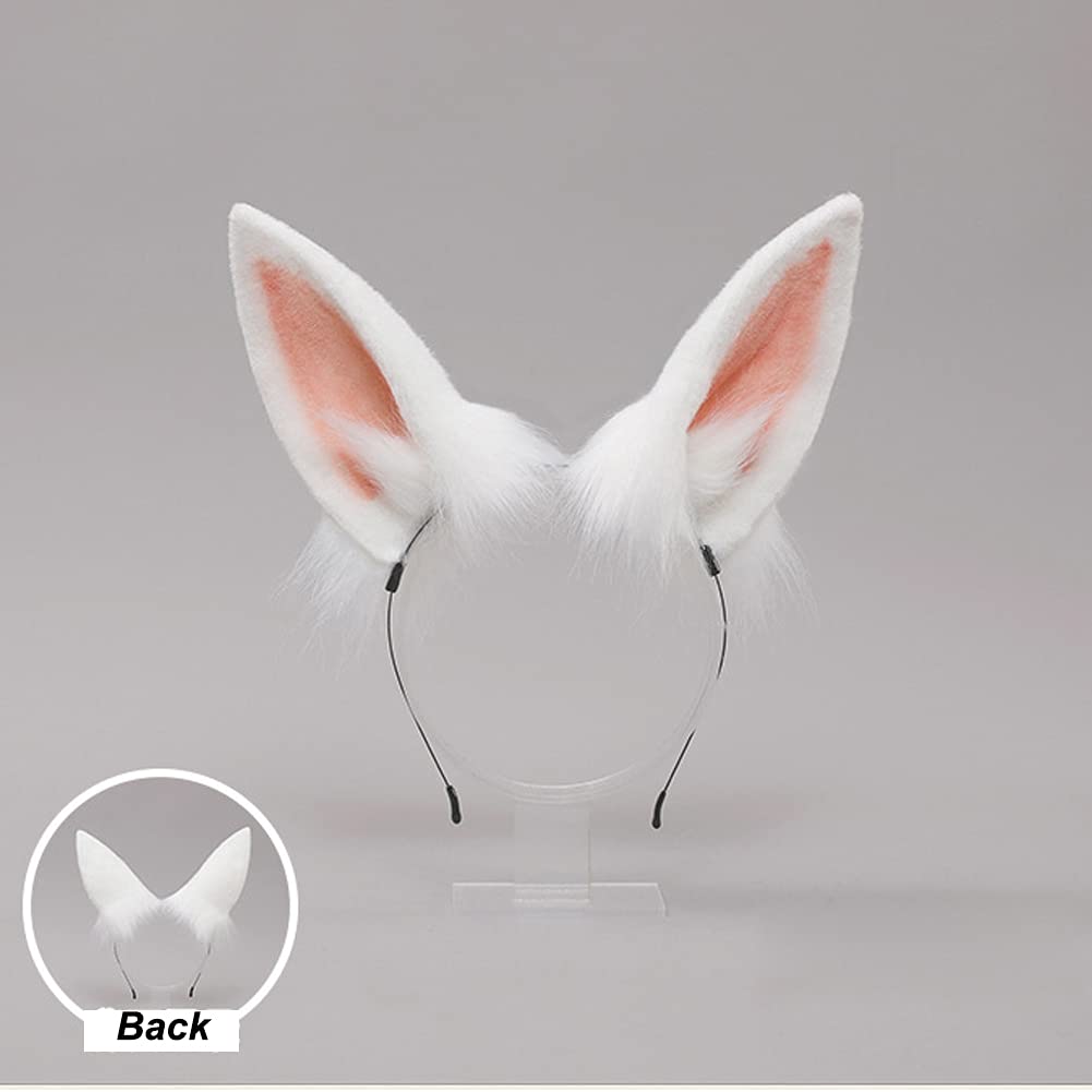 Camelliass Bentita cu urechi de iepure din plus flexibile Accesoriu de păr pentru cosplay alb