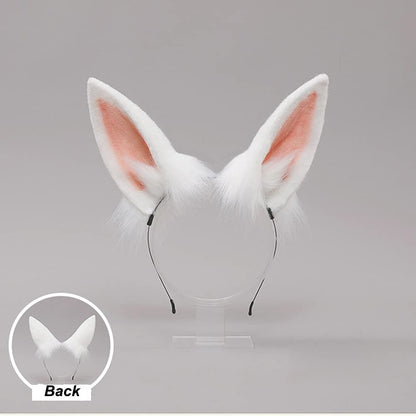 Camelliass Bentita cu urechi de iepure din plus flexibile Accesoriu de păr pentru cosplay alb