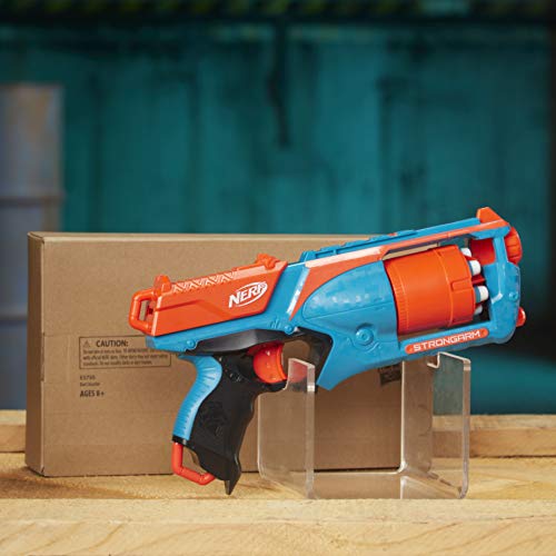 Nerf Elite Strongarm Blaster portocalie – tambur rotativ, foc rapid, 6 săgeți Nerf Elite – pentru copii, adolescenți, adulți