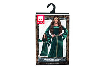 Costum de Domniță Medievală Smiffys, Verde, cu Rochie și Accesorii pentru Cap