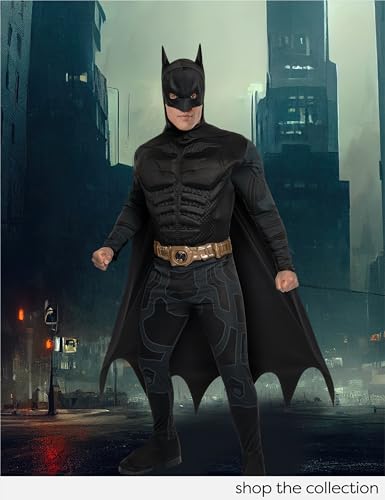 Costum Deluxe Batman pentru adulți Rubie's 3 880671 XL, Mărime XL, Negru, Halloween