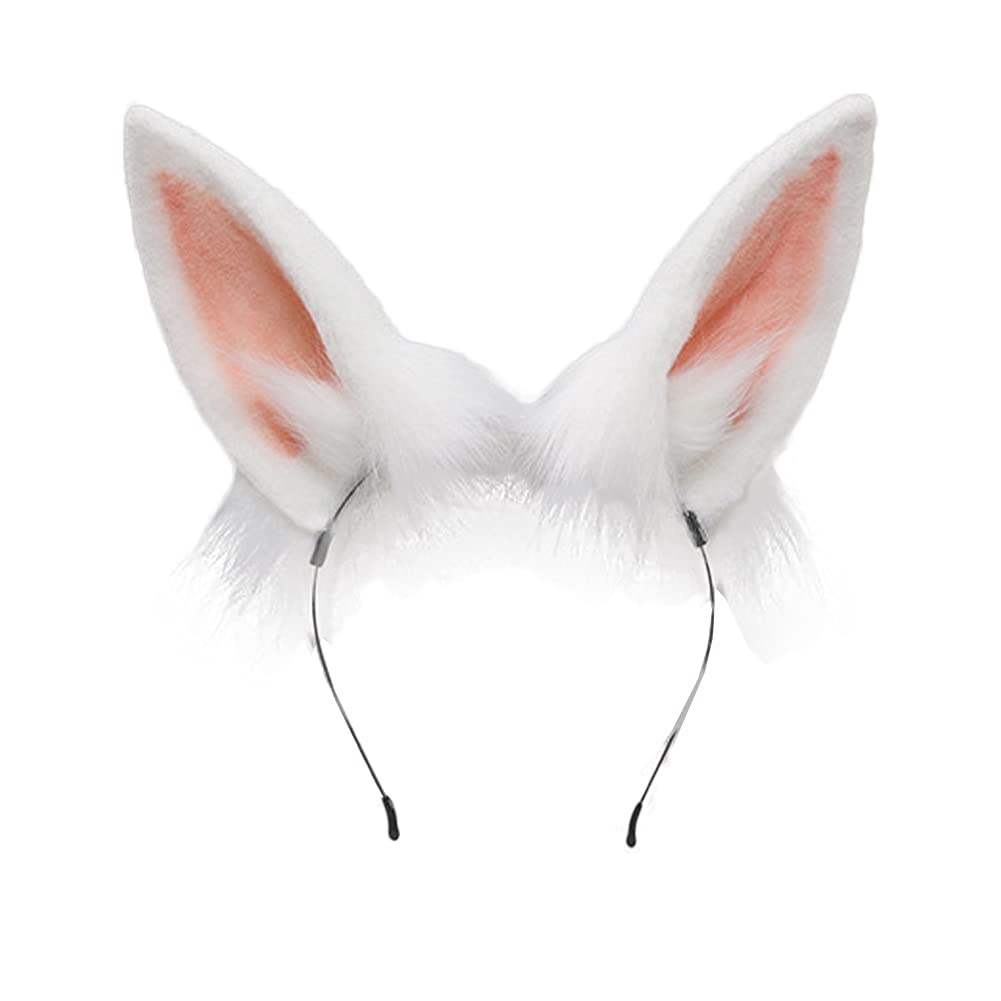 Camelliass Bentita cu urechi de iepure din plus flexibile Accesoriu de păr pentru cosplay alb